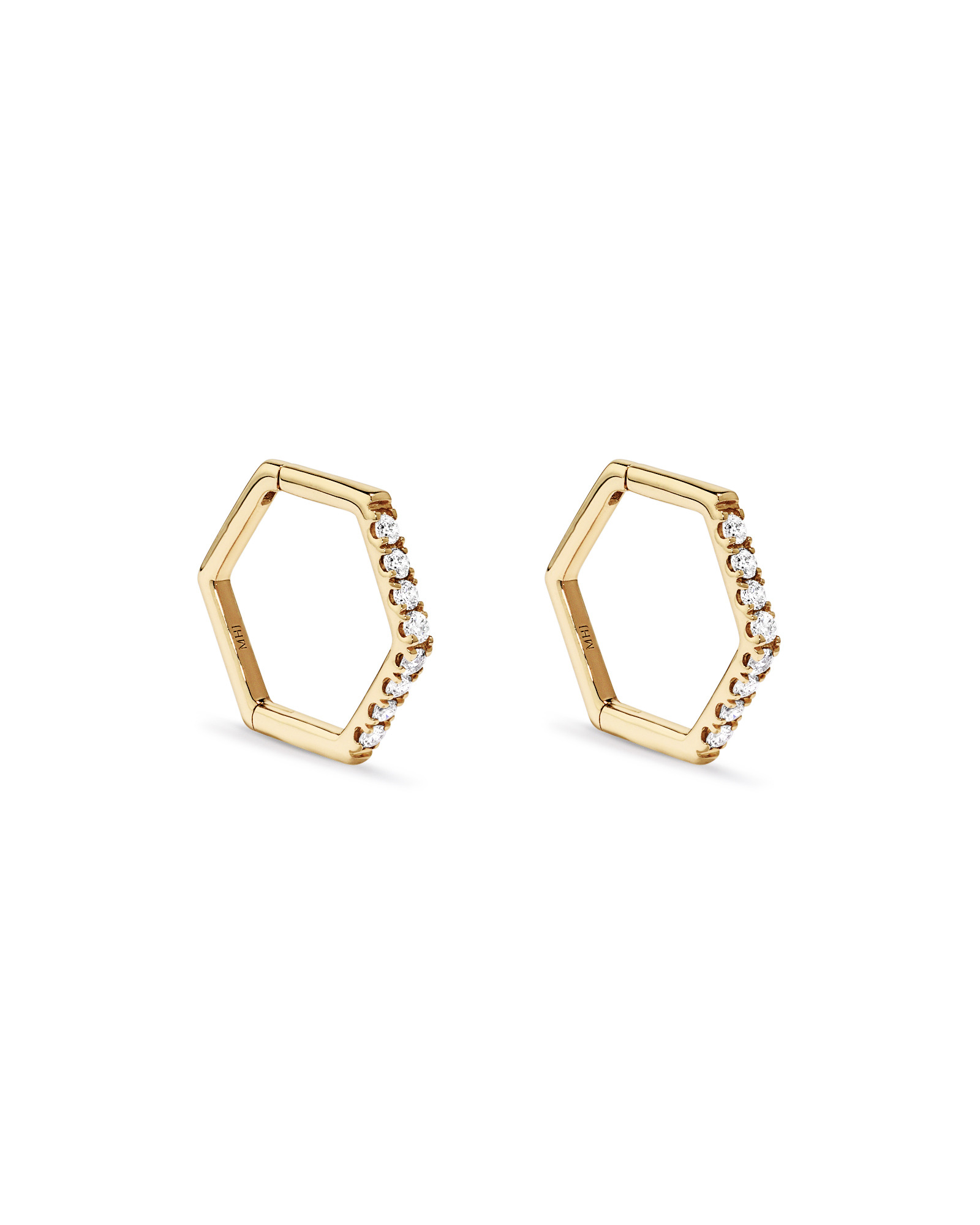Diamond Angled Hoop Earrings in 10kt Gold