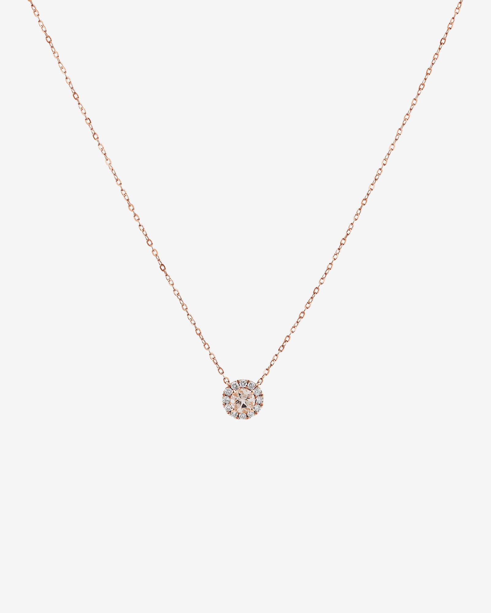 Pendentif avec Morganite & 0,14 Carat TW de Diamants en Or Rose 10kt