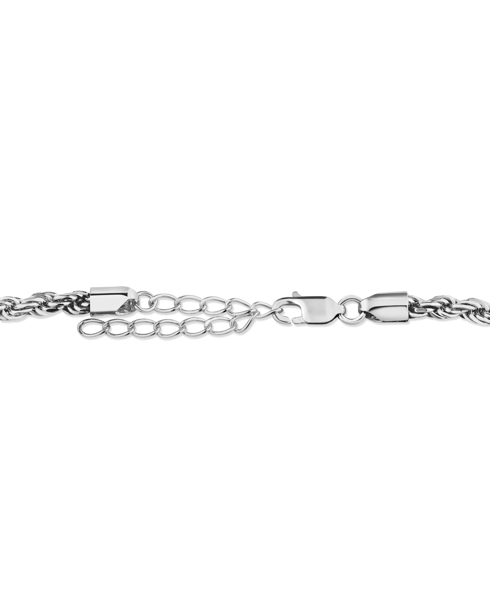 Bracelet à chaîne cordelette en argent sterling de 24 cm, largeur de 4 à 4,5 mm