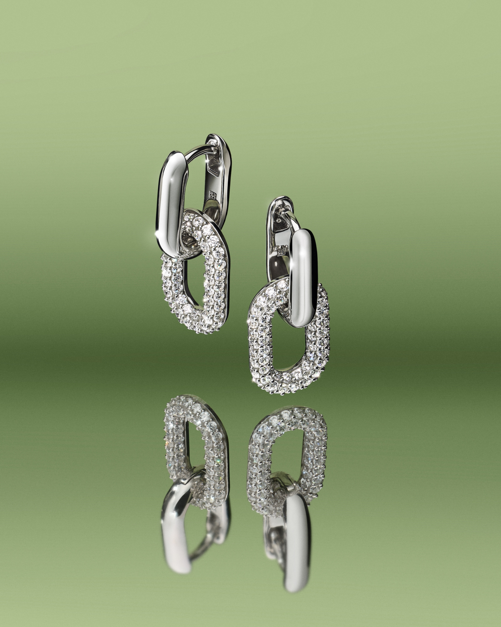 Paperclip Drop Huggie Earrings in Sterling Silver