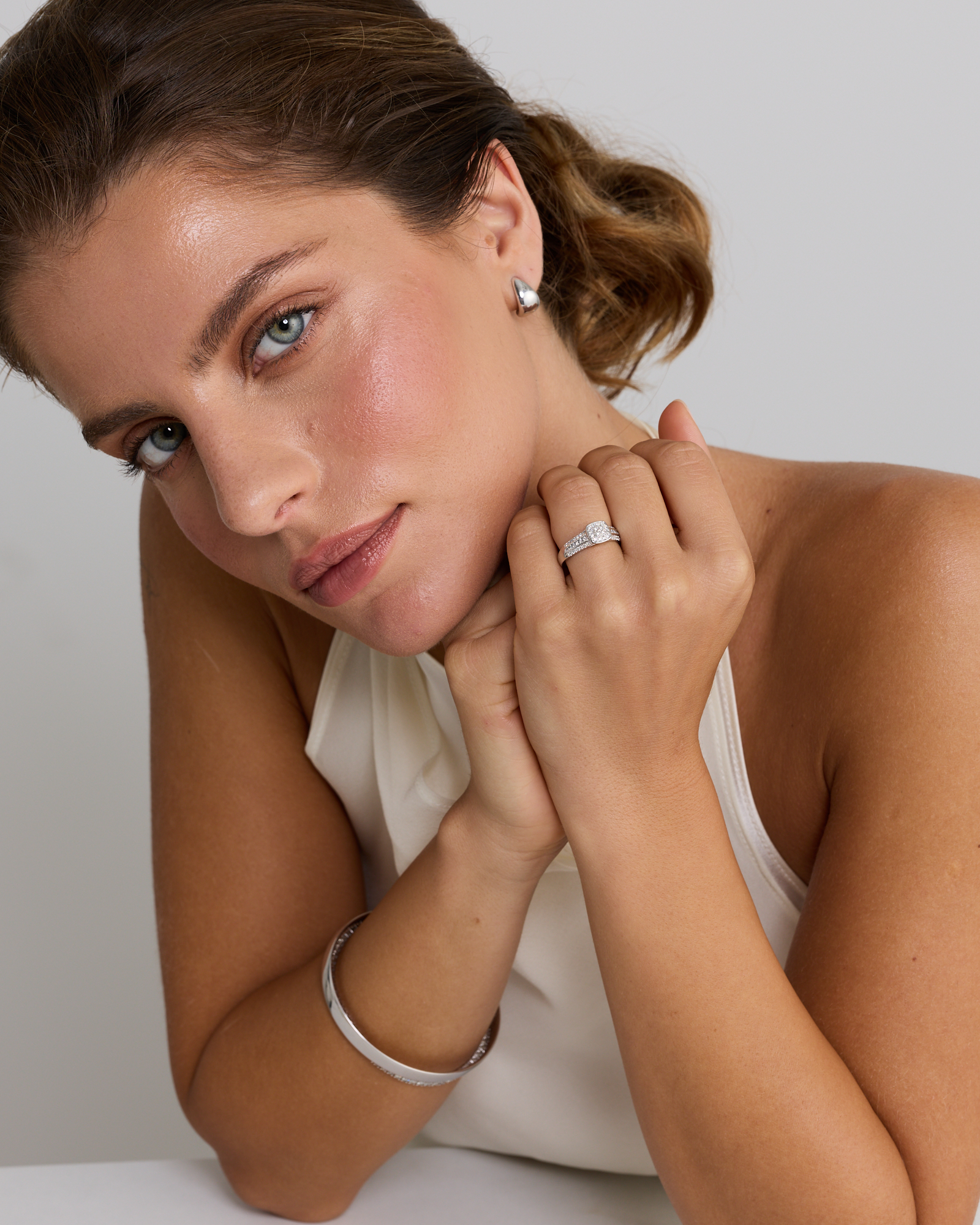 0.35 Carat TW Cushion-Shaped Diamond Cluster Ring in Sterling Silver