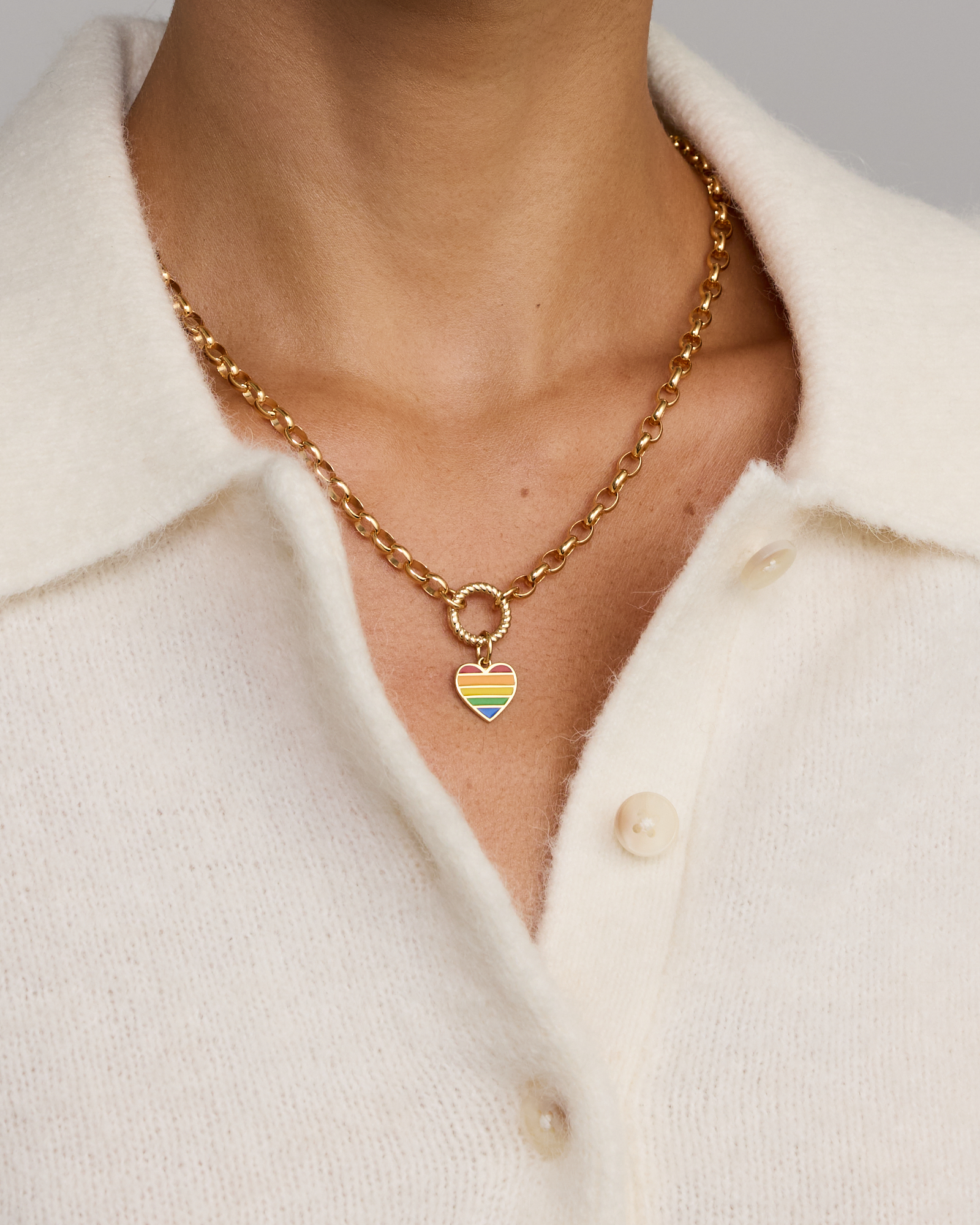 Rainbow Heart Pendant in 18Kt Vermeil with Enamel