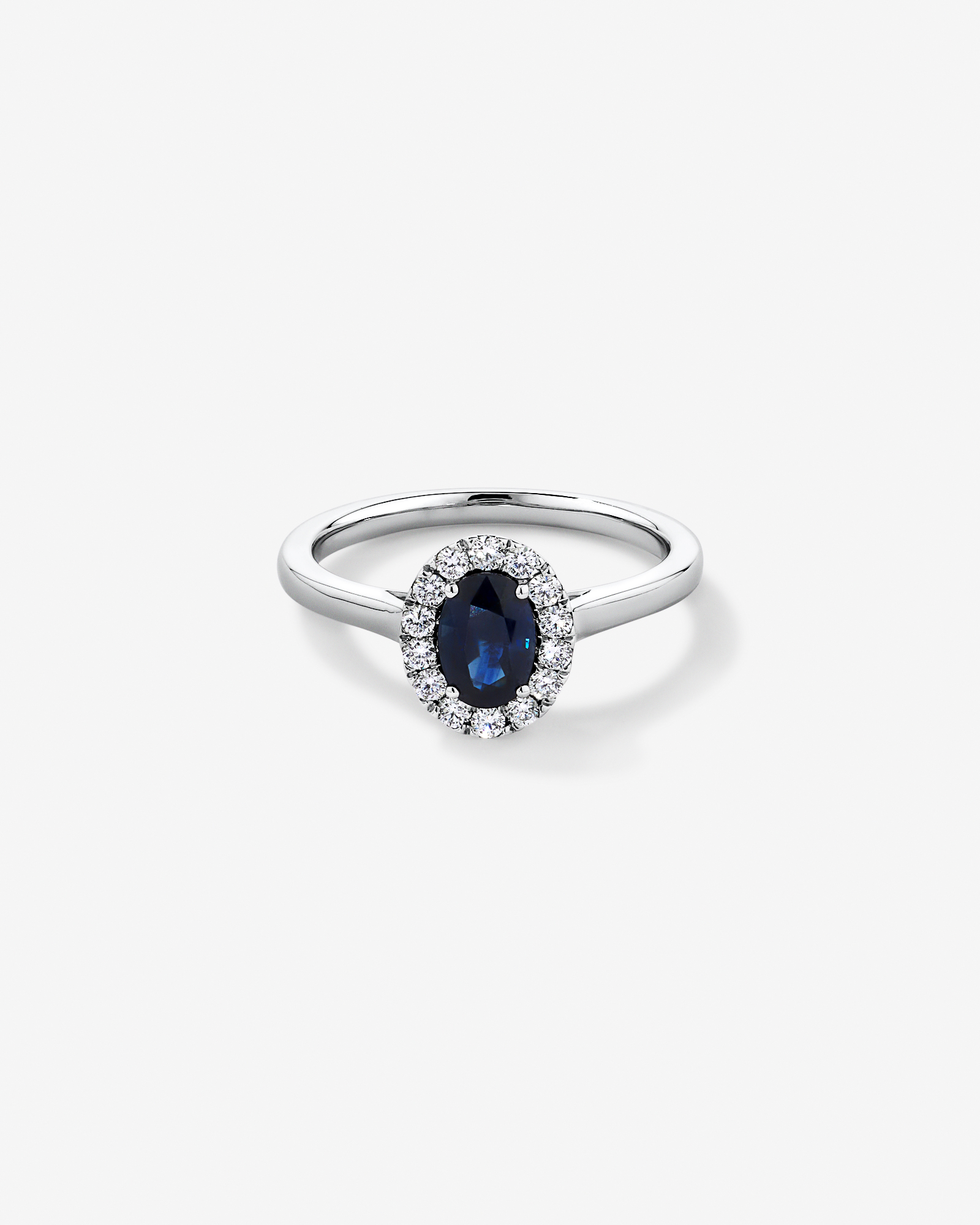 0.25 Carat TW Oval Sapphire and Diamond Ring in Recycled Platinum