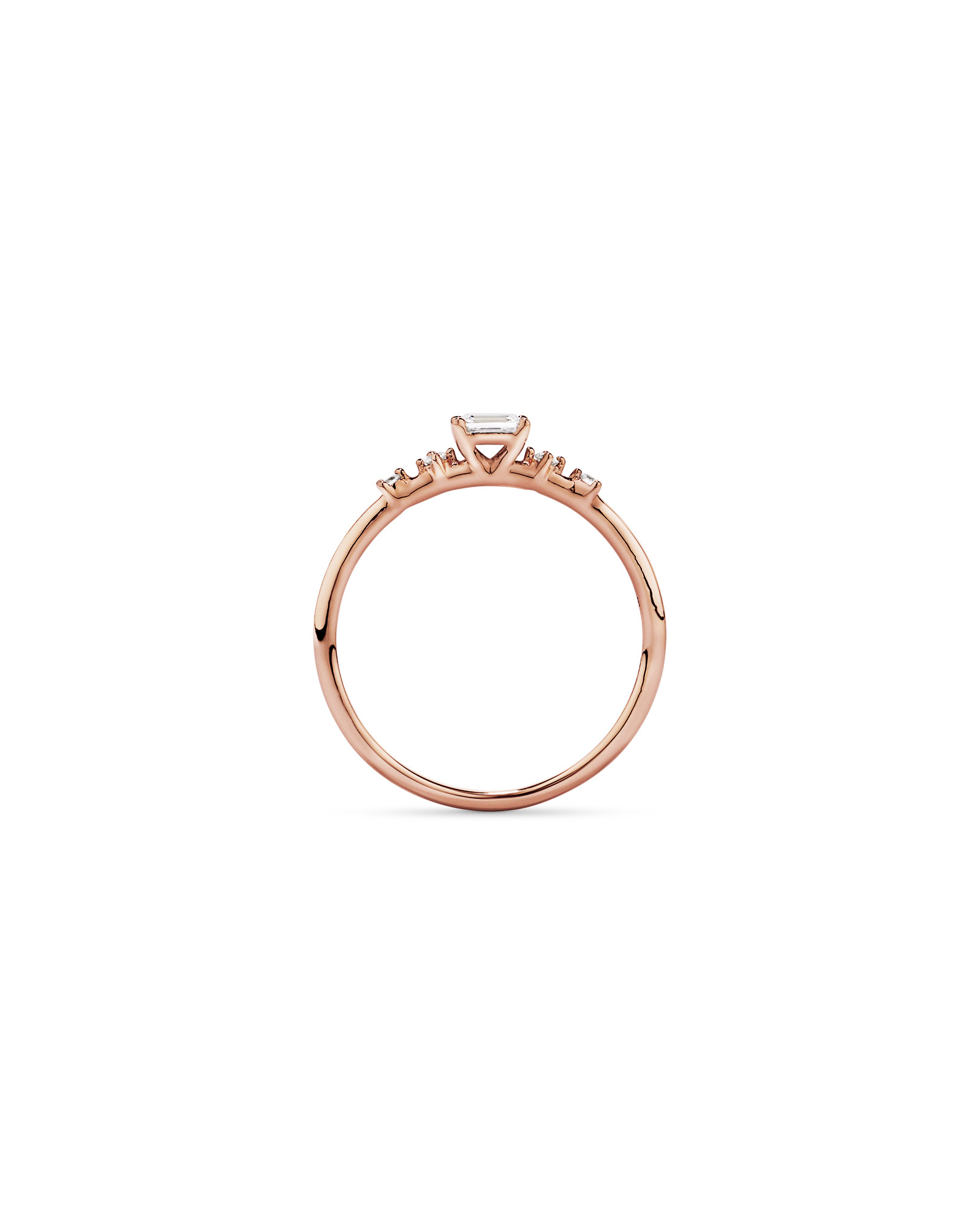 0.20TW Emerald Cut and Round Brilliant Laboratory-Grown Diamond Promise Ring 10kt Rose Gold