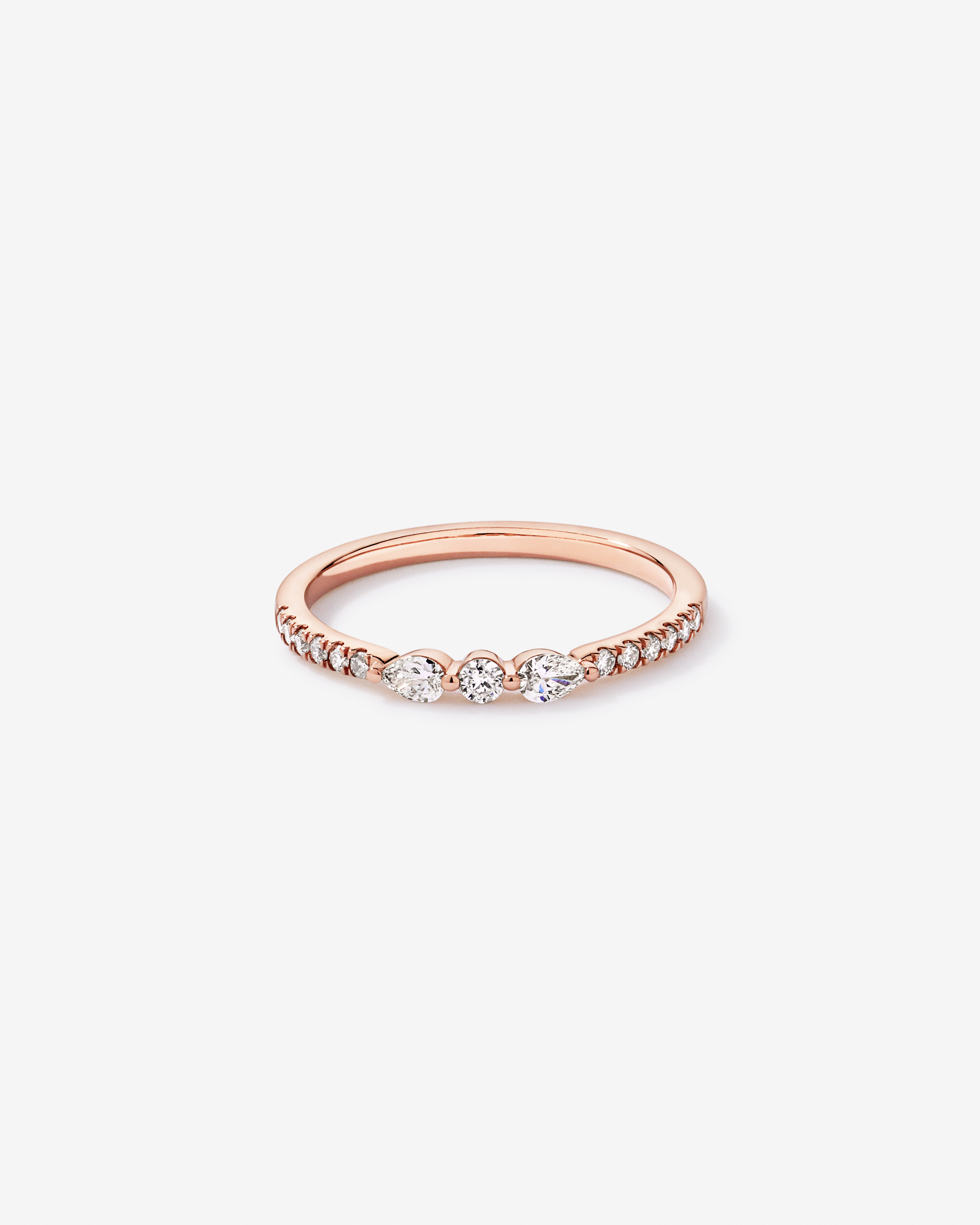 0.23TW Pear and Round Brilliant Diamond Wedding Ring 14kt Rose Gold