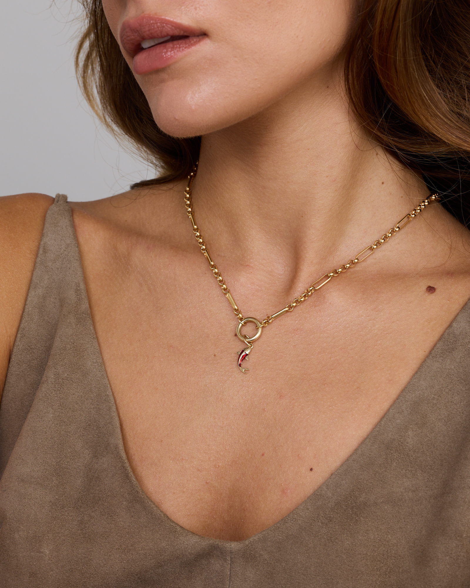 Koi Fish Pendant with Cubic Zirconia in 10kt Gold