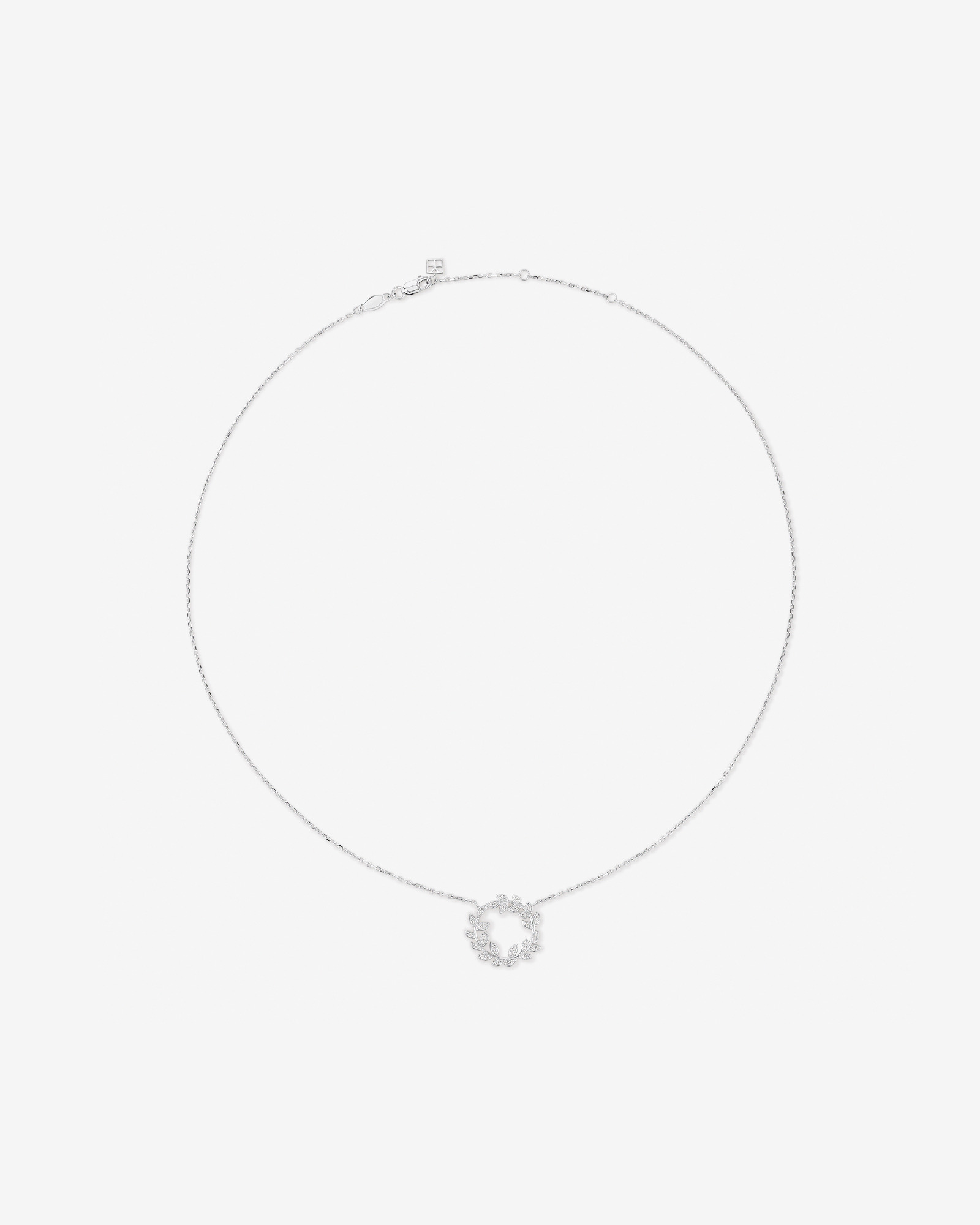 Cubic Zirconia Vine Circle Pendant Necklace in Sterling Silver