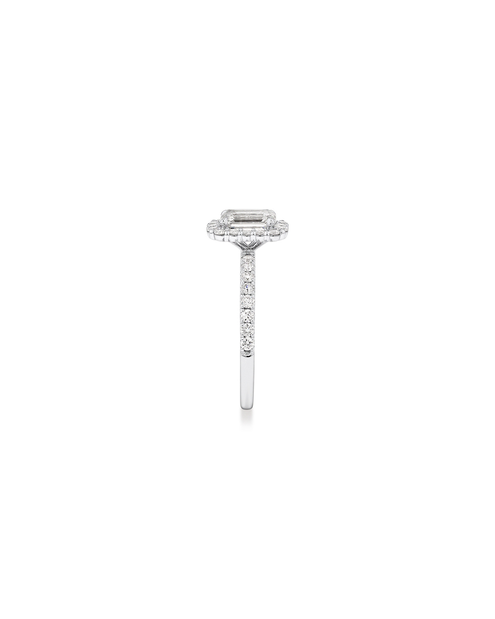 Bague de fiançailles TW Halo en diamant taillé laboratoire 1,78 carat or blanc 14 carats taillée émeraude
