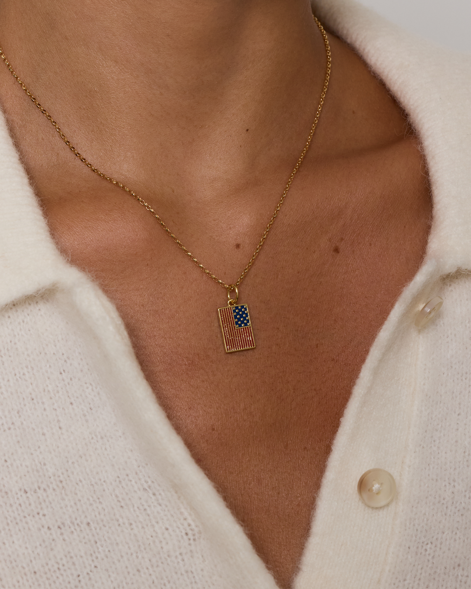 USA Flag Pendant in 18Kt Vermeil