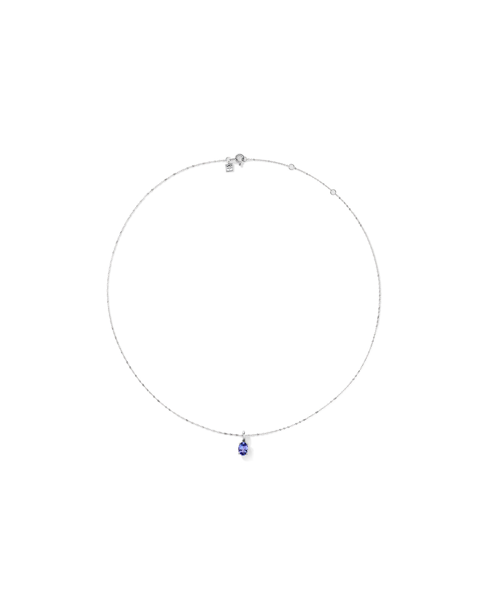 Tanzanite Solitaire Pendant with Chain in 10kt White Gold