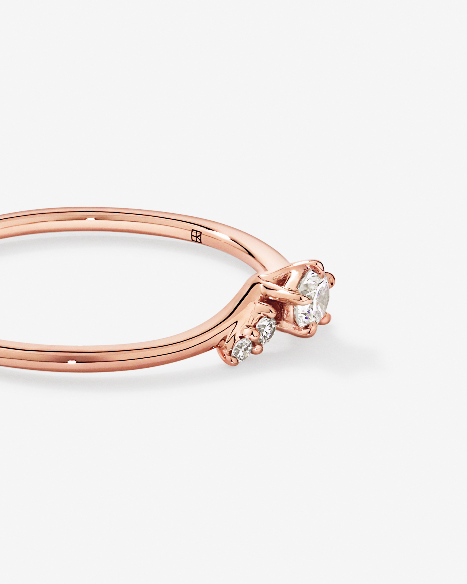 0.15TW Round Brilliant Laboratory-Grown Diamond Chevron Promise Ring 10kt Rose Gold