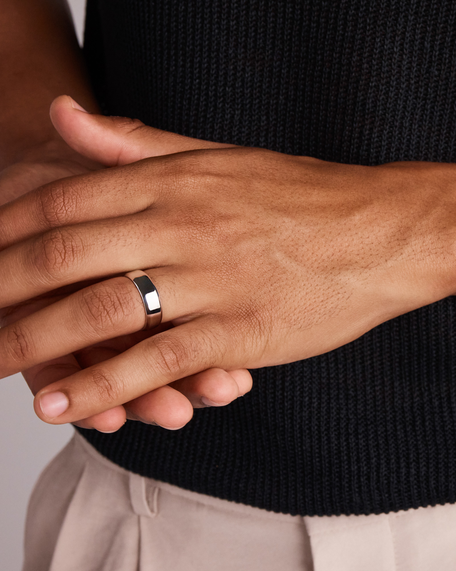 Alliance plate biseautée en argent sterling, 7 mm