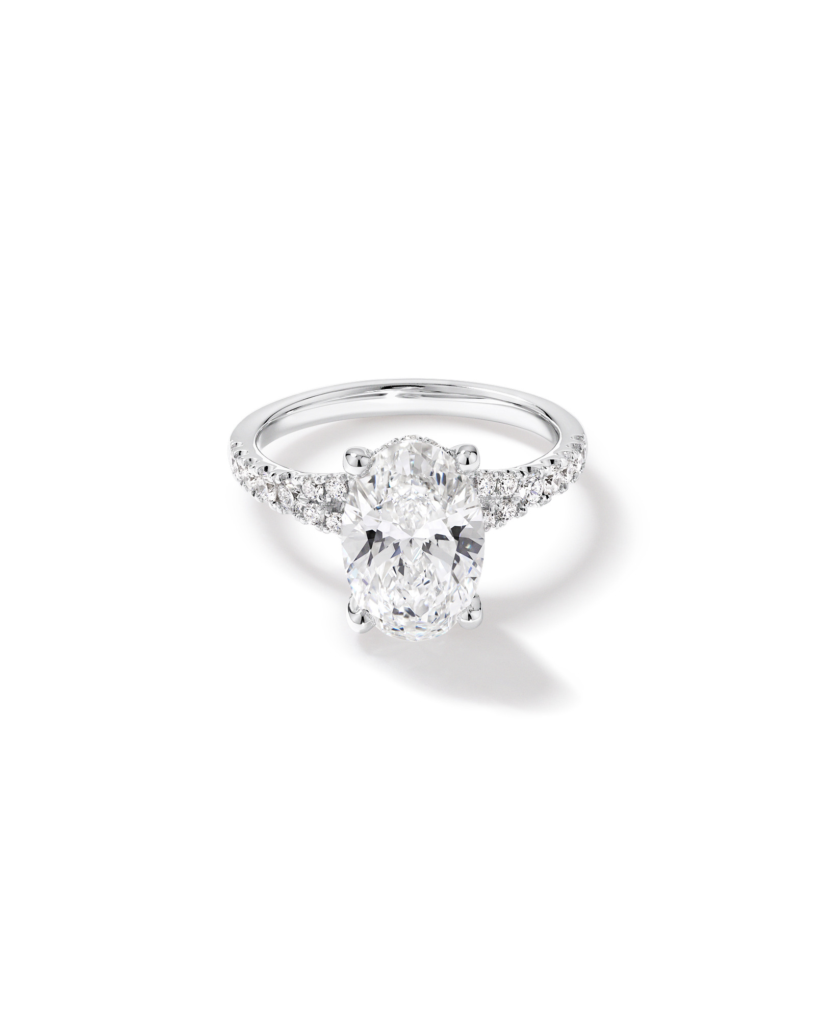 3.50 Carat TW Oval Cut Laboratory-Grown Diamond Engagement Ring 18kt White Gold