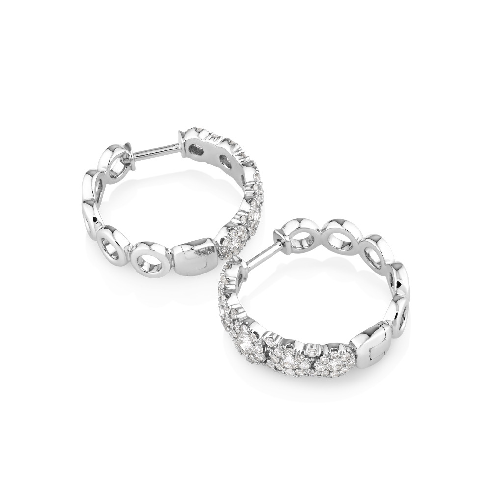 Anneaux courts à bulles en or blanc 14 K avec diamants totalisant 1 ct