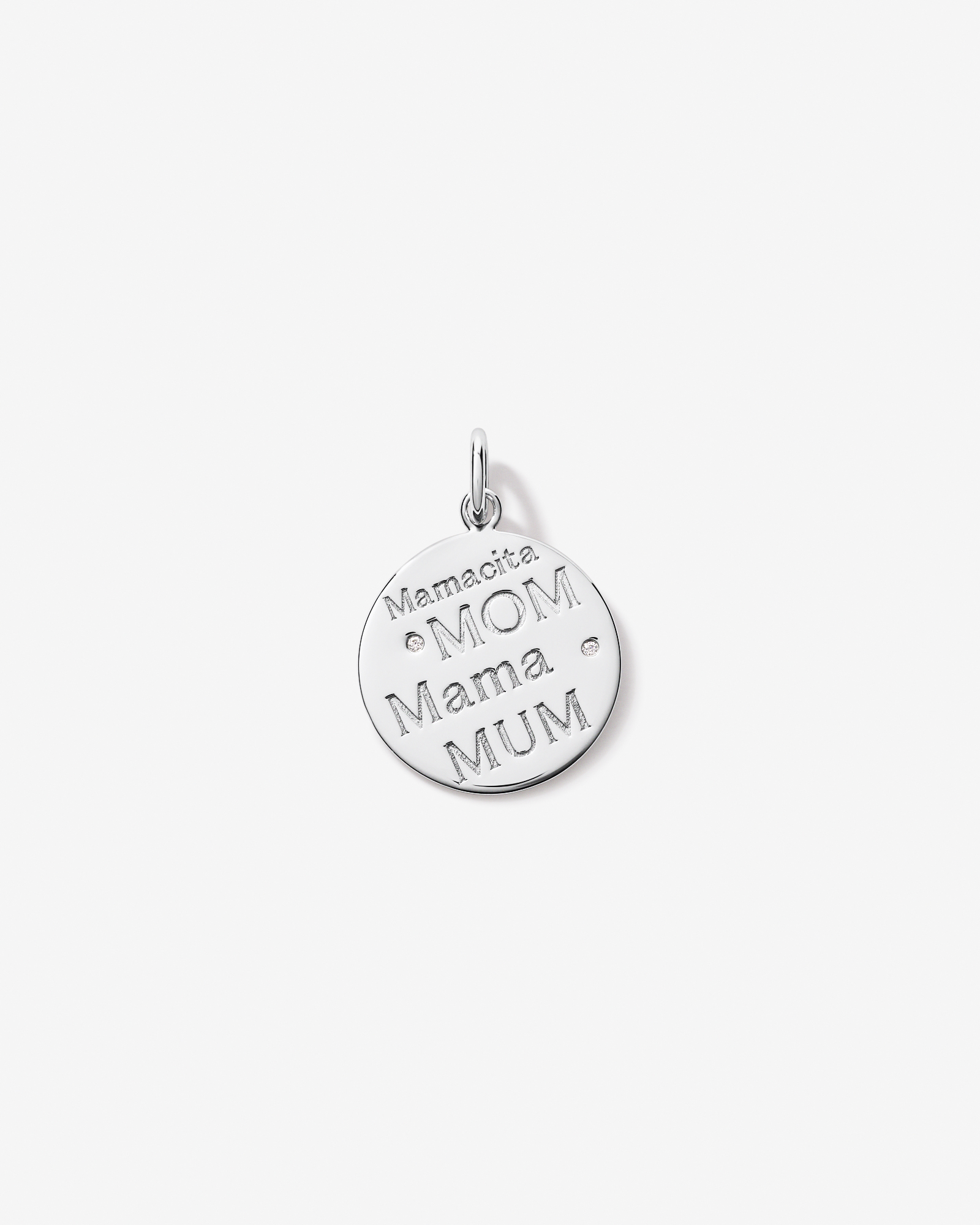 Mum Circle Cubic Zirconia Pendant in Sterling Silver