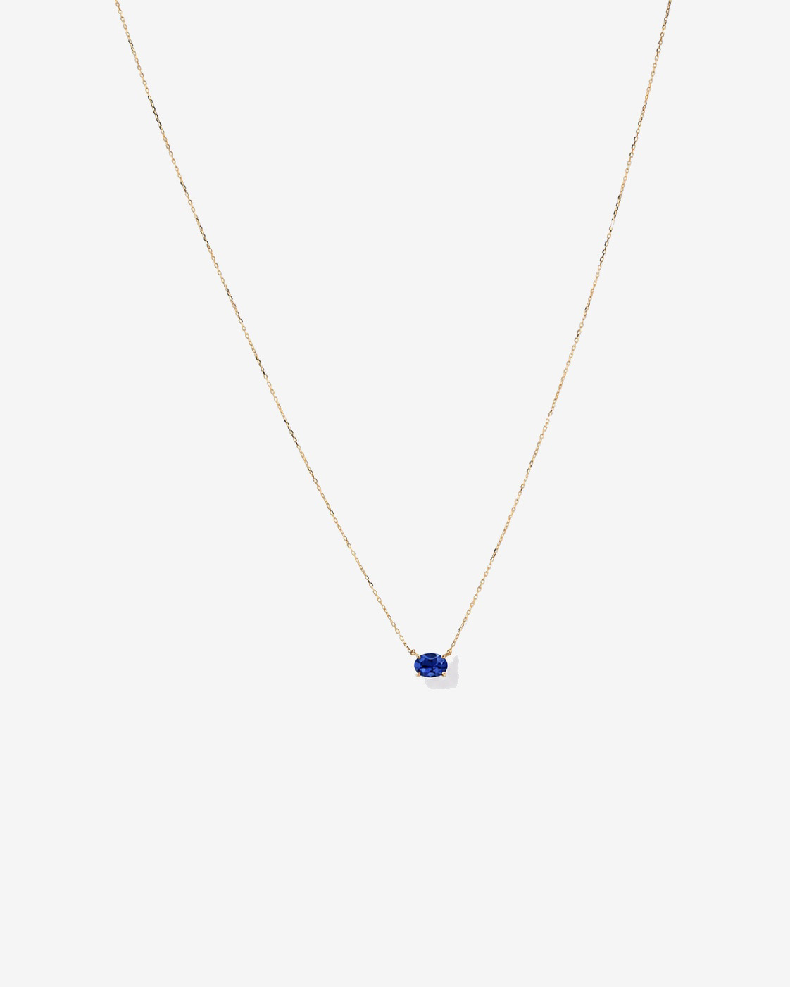 Oval East-West Sapphire Necklace in 10kt Yellow Gold