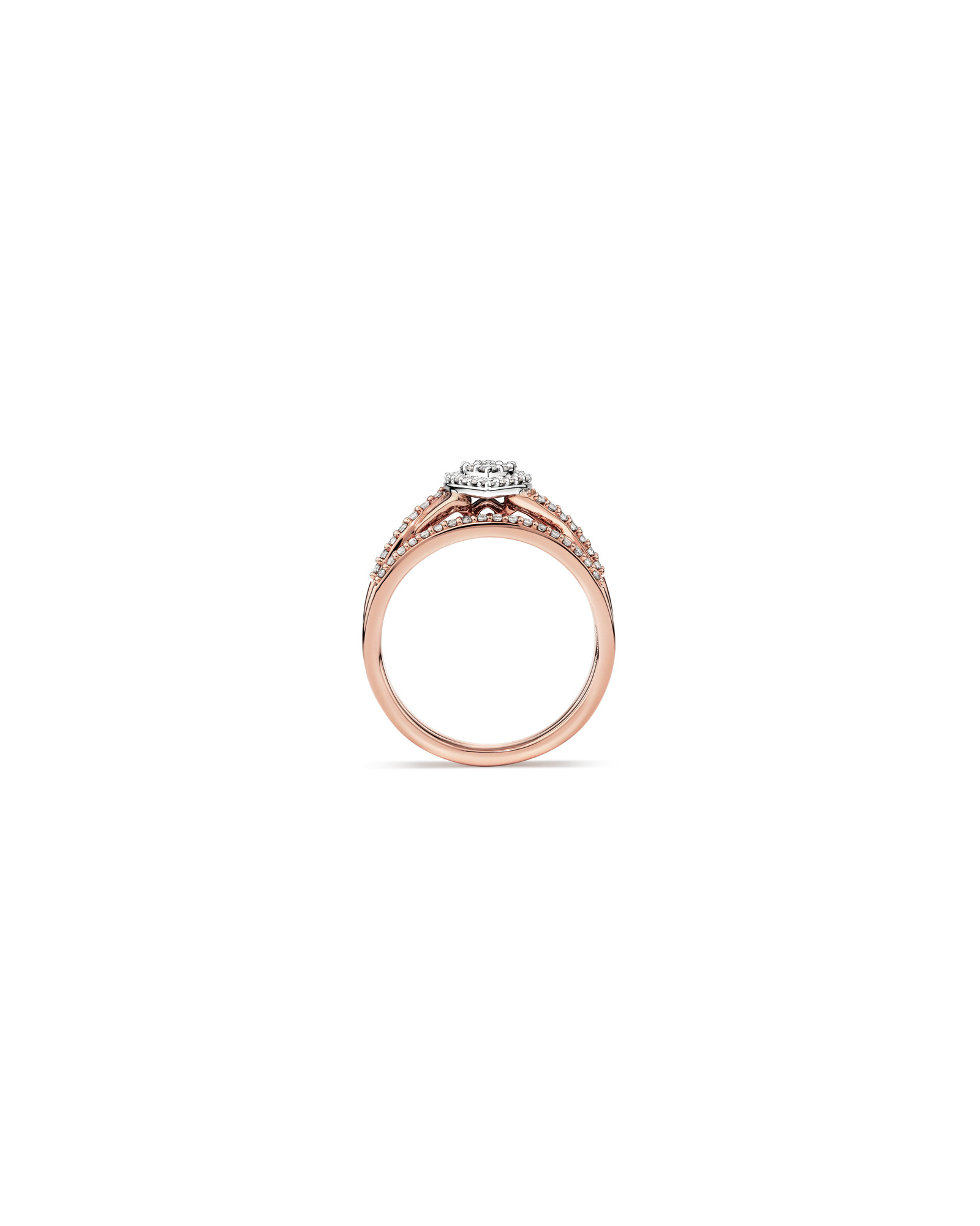 Bridal Set with 0.38 Carat TW of Diamonds in 14kt Rose and White Gold