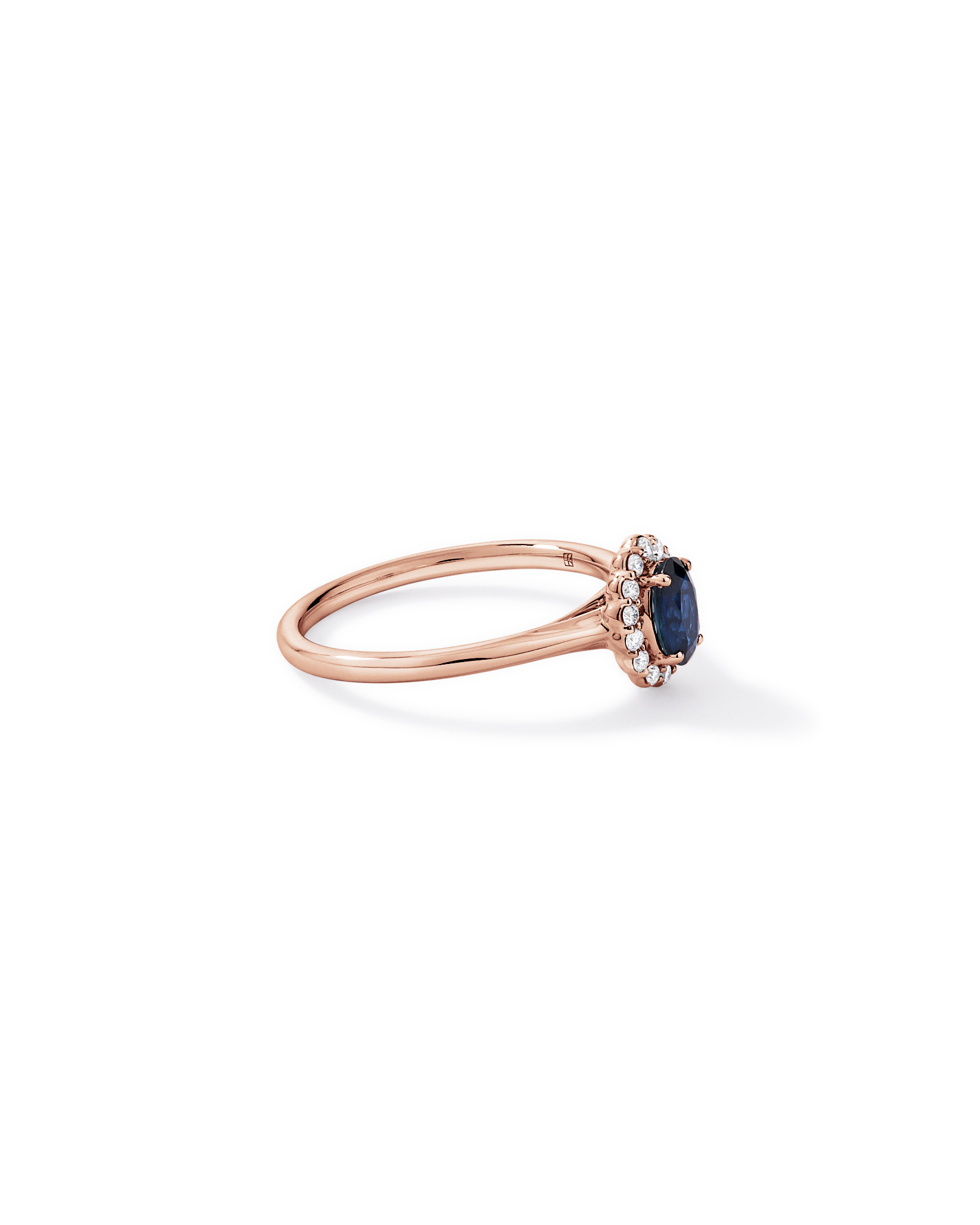 Australian Sapphire & 0.10 Carat TW Diamond Halo Ring 10kt Rose Gold