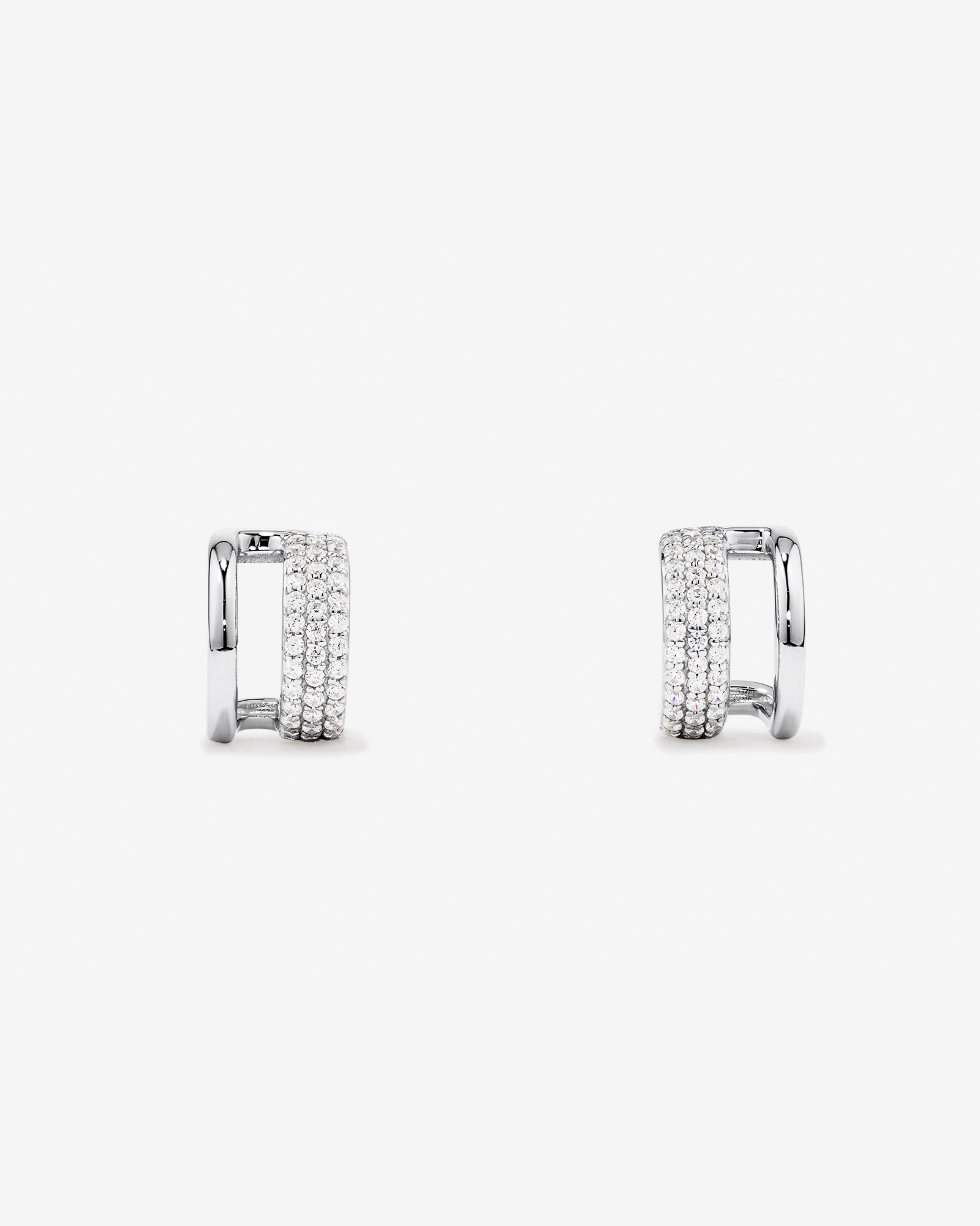 Boucles D'Oreilles À Clous Double Créole En Zircon Cubique En Argent Sterling