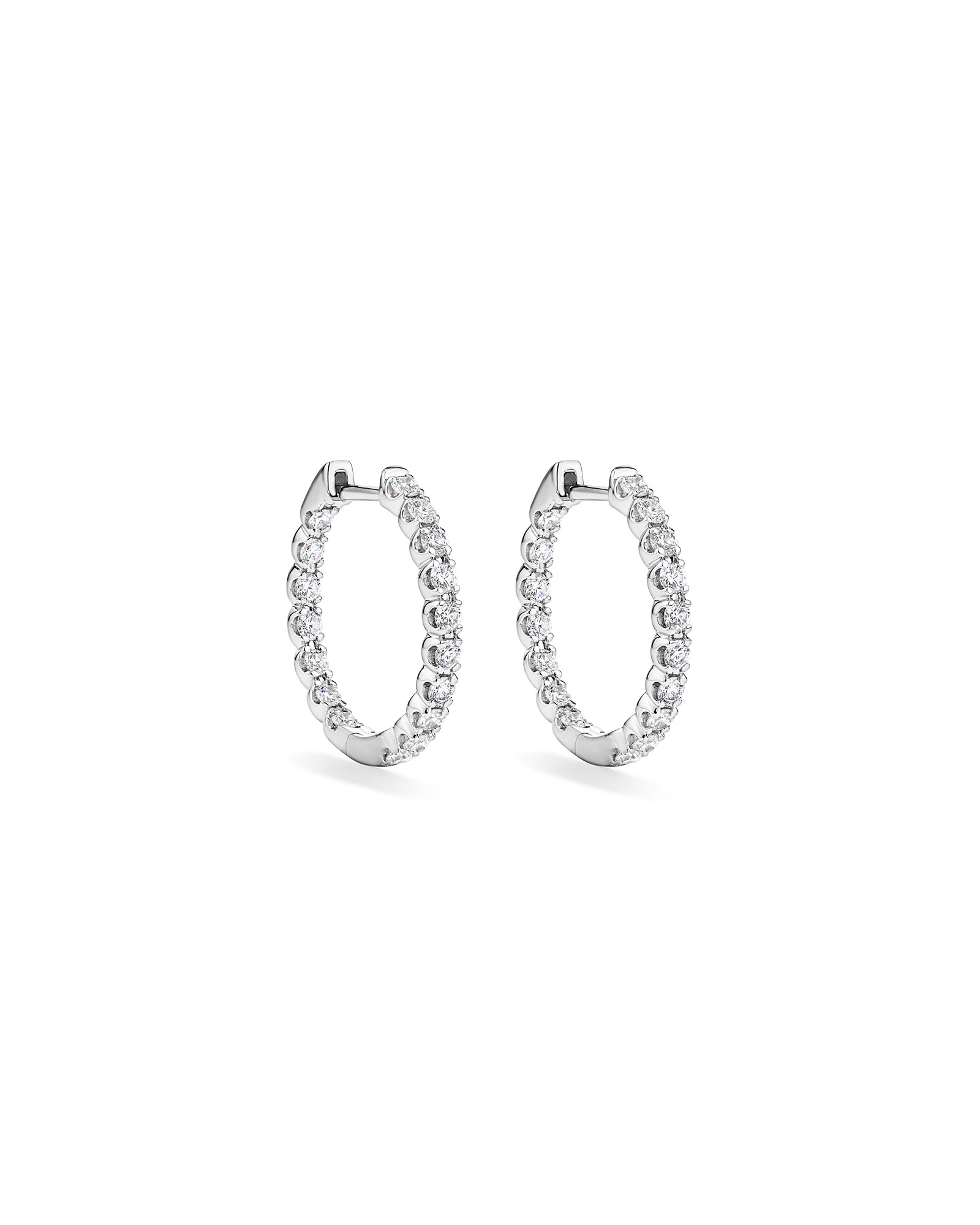 1.00TW Lab Diamond Inside Out Hoop Earrings in Silver - Small