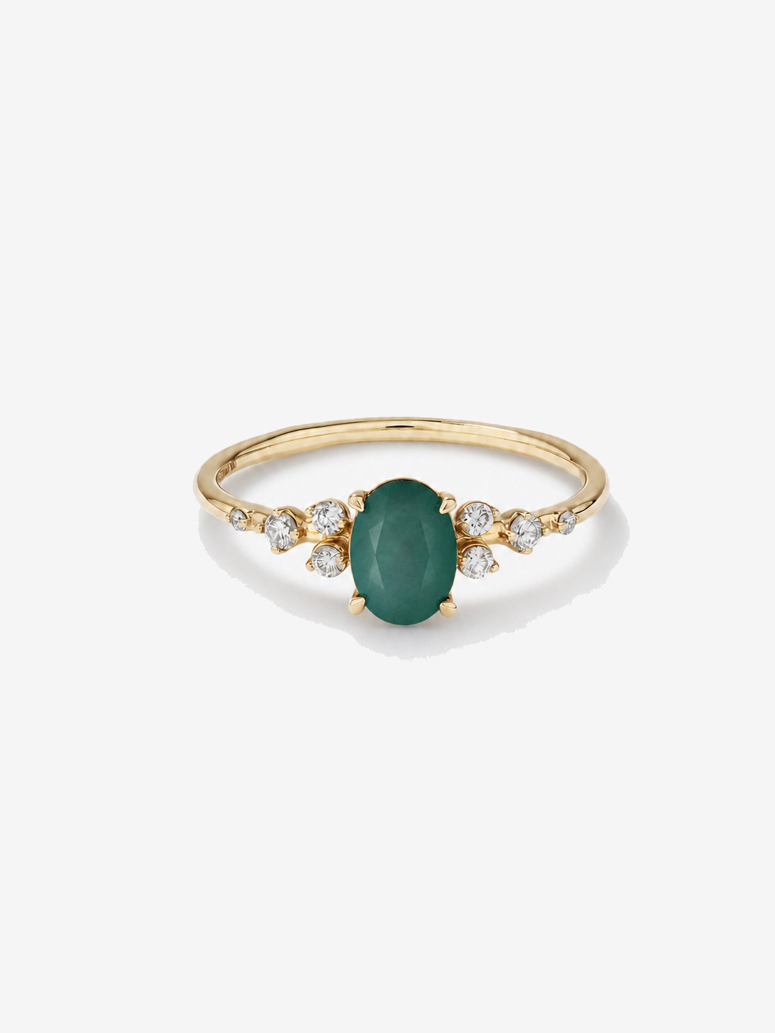 Bague Émeraude avec diamants 0,12 ct PT en or jaune 10
