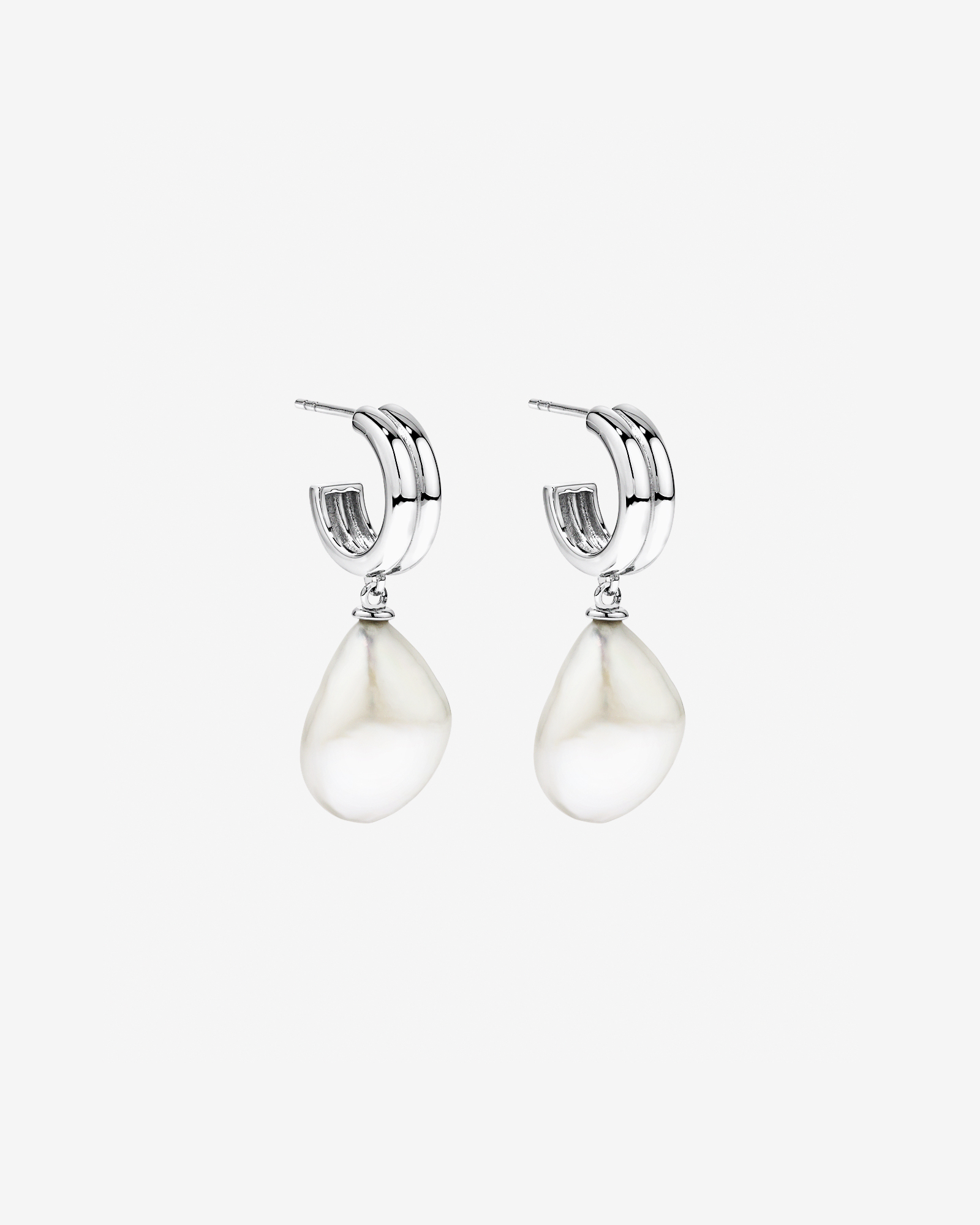 Boucles d’oreilles goutte à deux rangs avec perles baroques d’eau douce cultivées en argent sterling