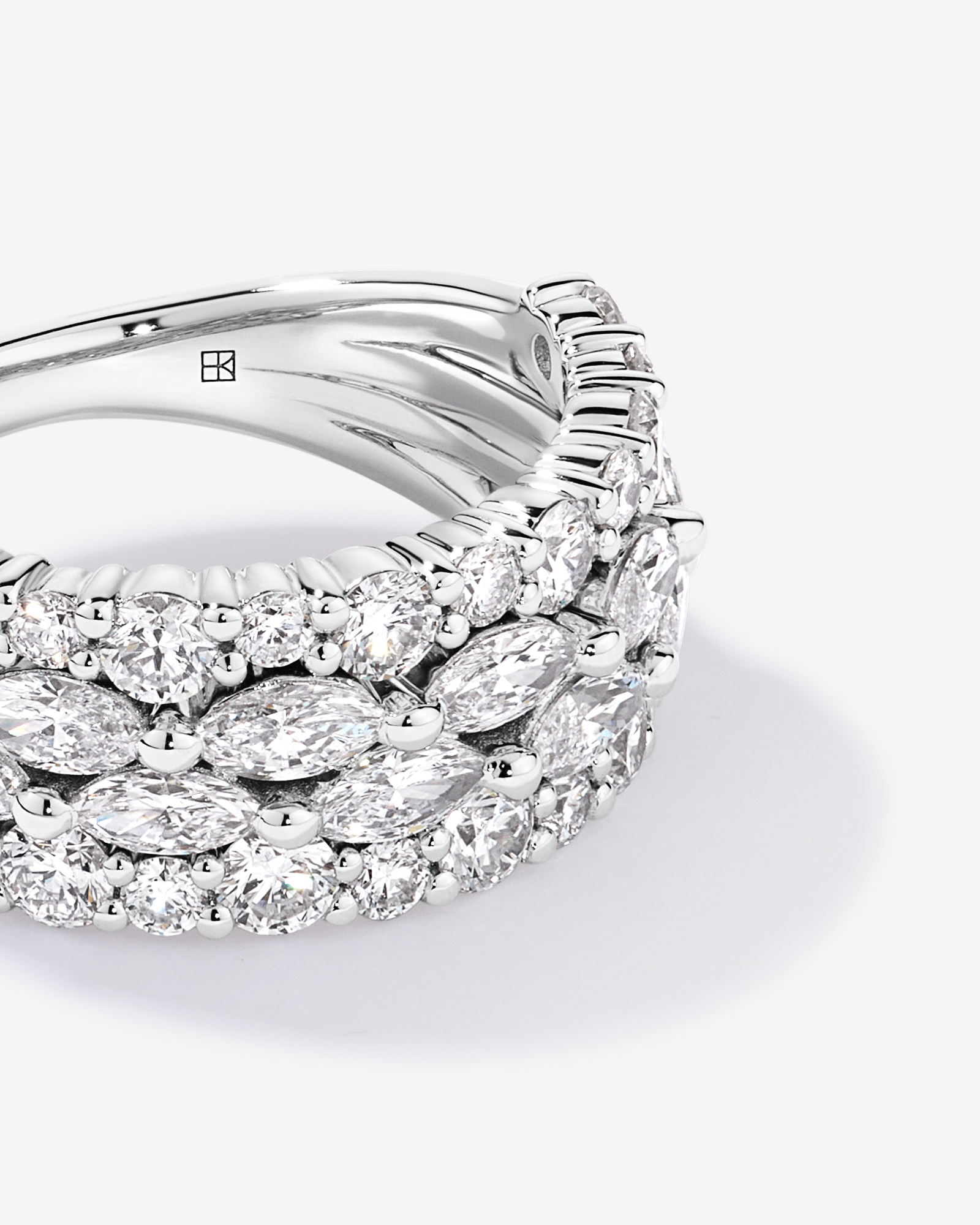 2.46 Carat TW Laboratory-Grown Marquise and Round Brilliant Diamond Ring 10kt White Gold