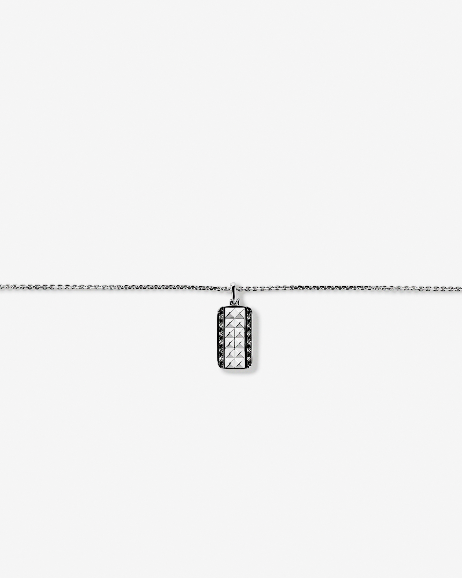 Collier plaque militaire pour homme avec 0,20 carat de diamants noirs et blancs en argent sterling