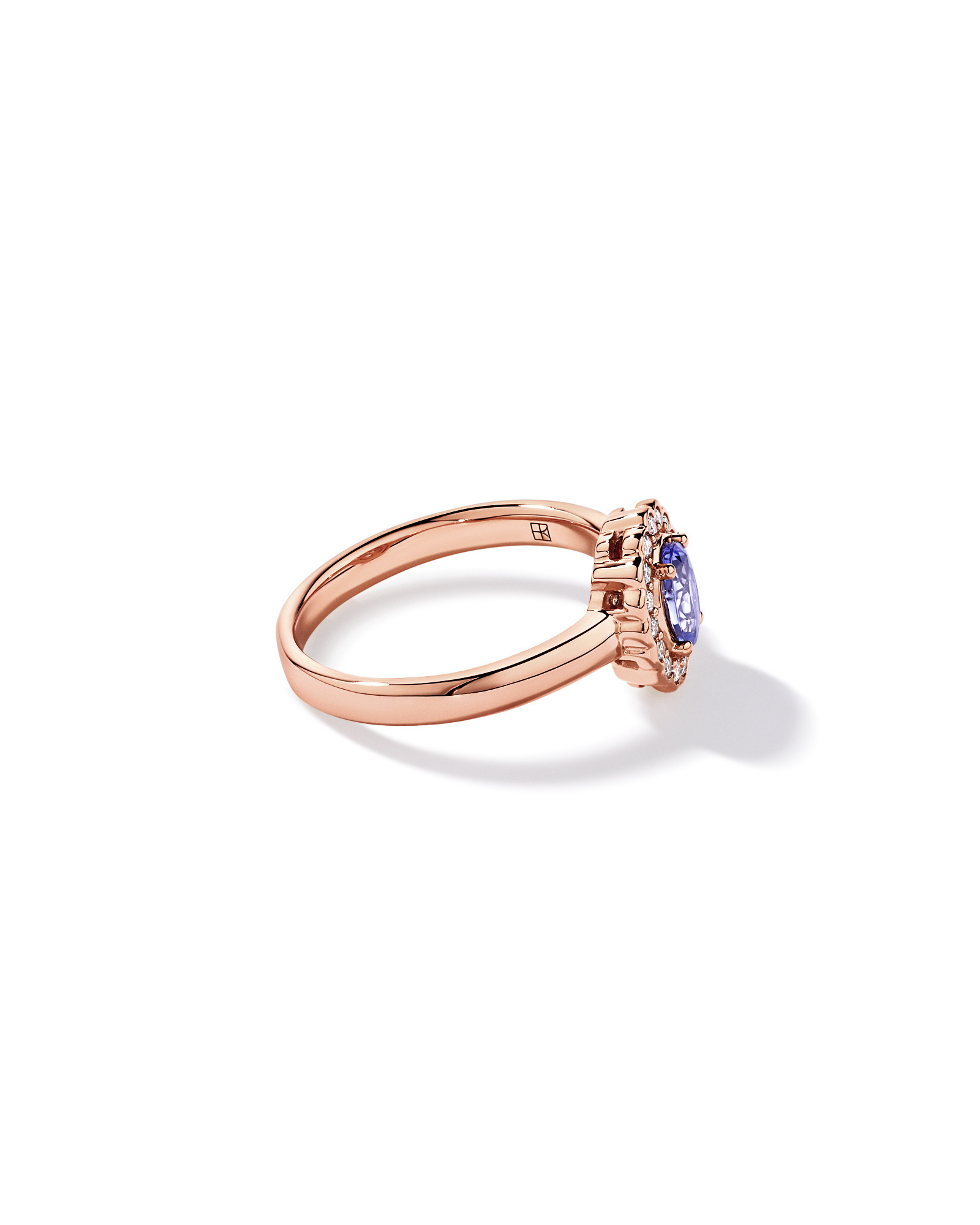 Tanzanite & 0.15TW of Diamond Halo Ring 10kt Rose Gold