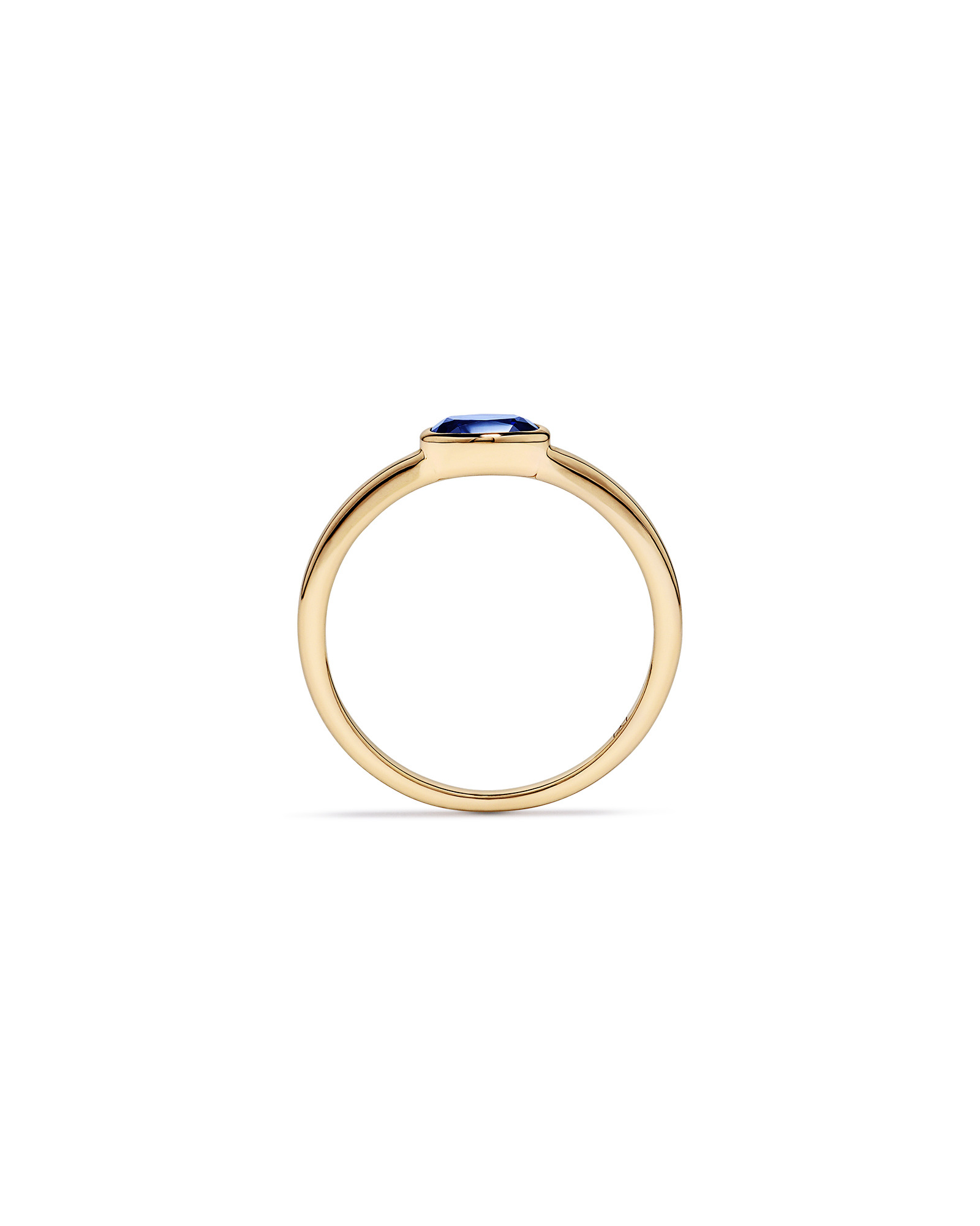 Anneau à lunette en saphir créé d’est ouest or jaune 10 carats