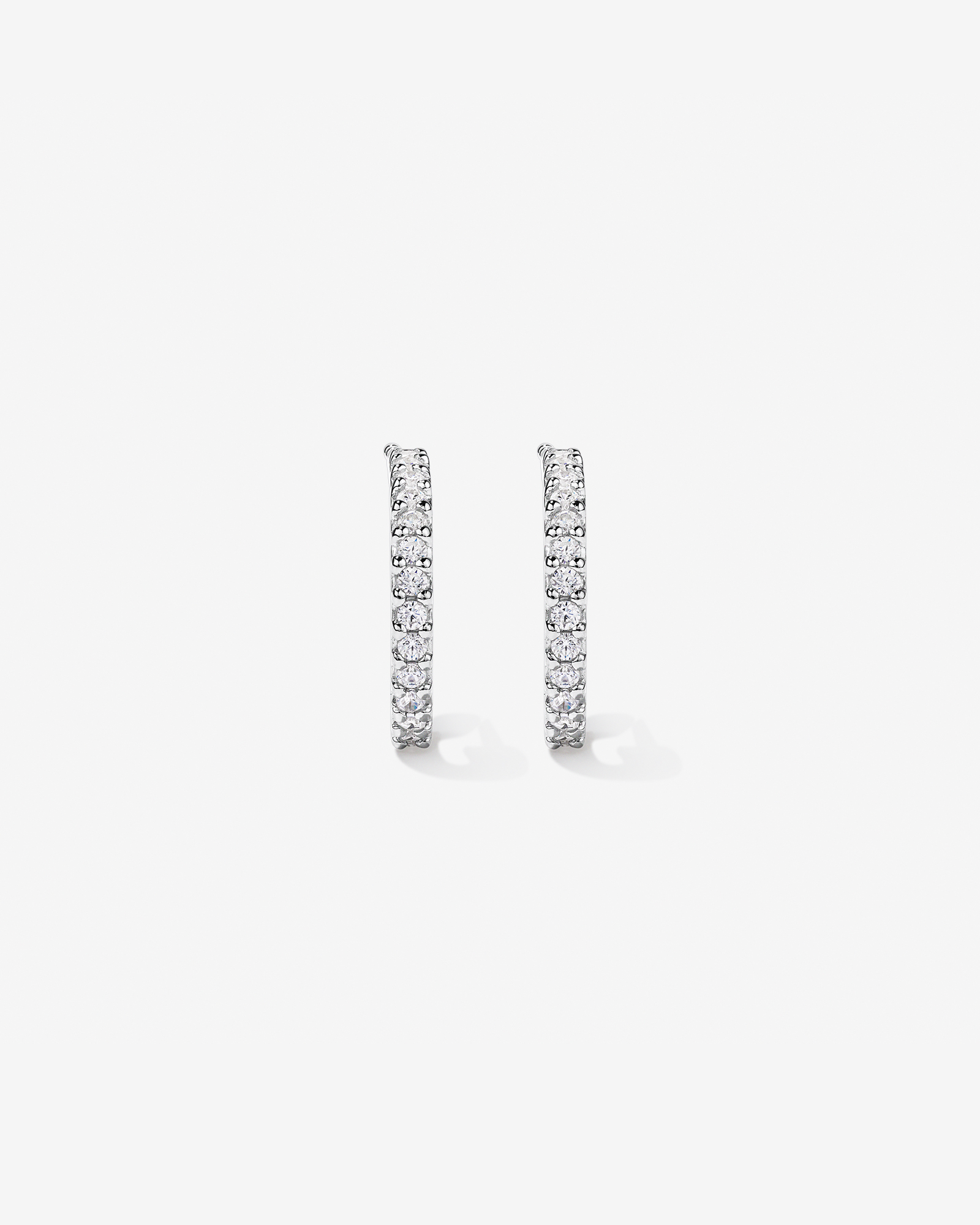 Half Hoop Stud Earrings with Cubic Zirconia in Sterling Silver