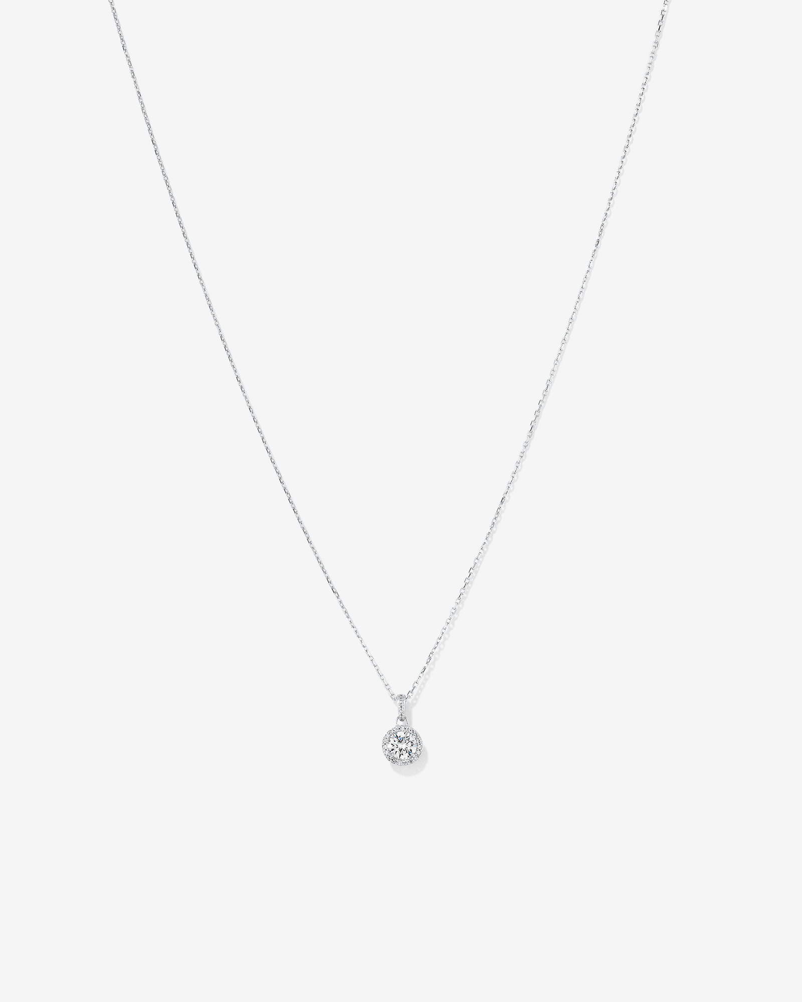 Collier Pendentif Halo en Zircon Cubique Rond Brillant en Argent Sterling