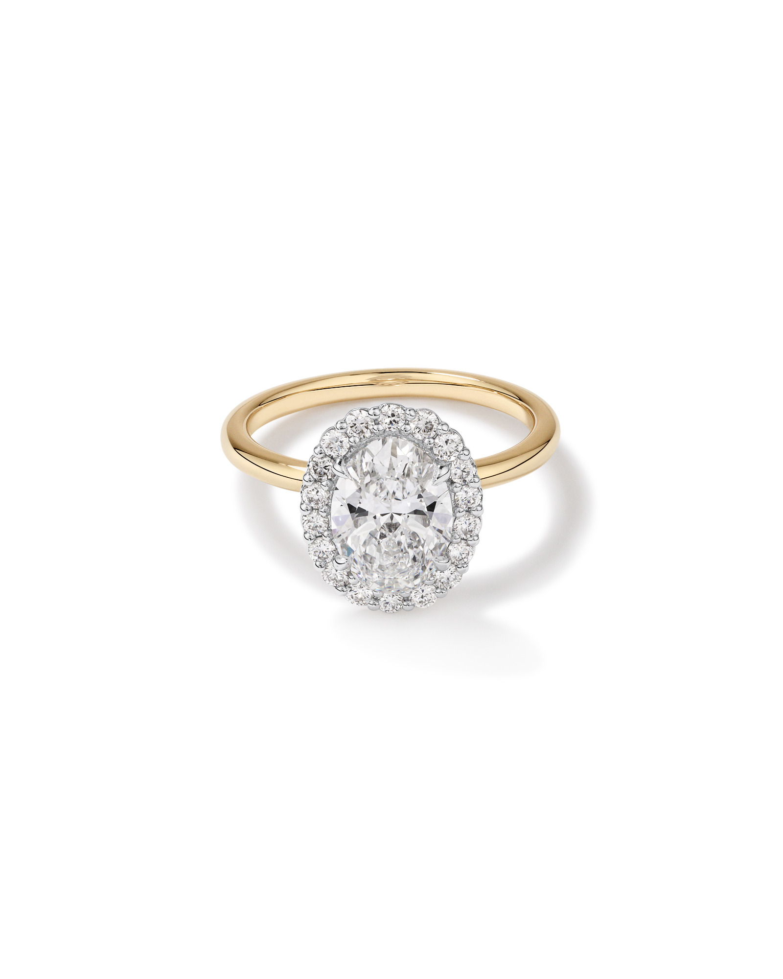 2.34 Carat TW Oval Cut Laboratory-Grown Diamond Halo Engagement Ring 14kt Yellow and White Gold
