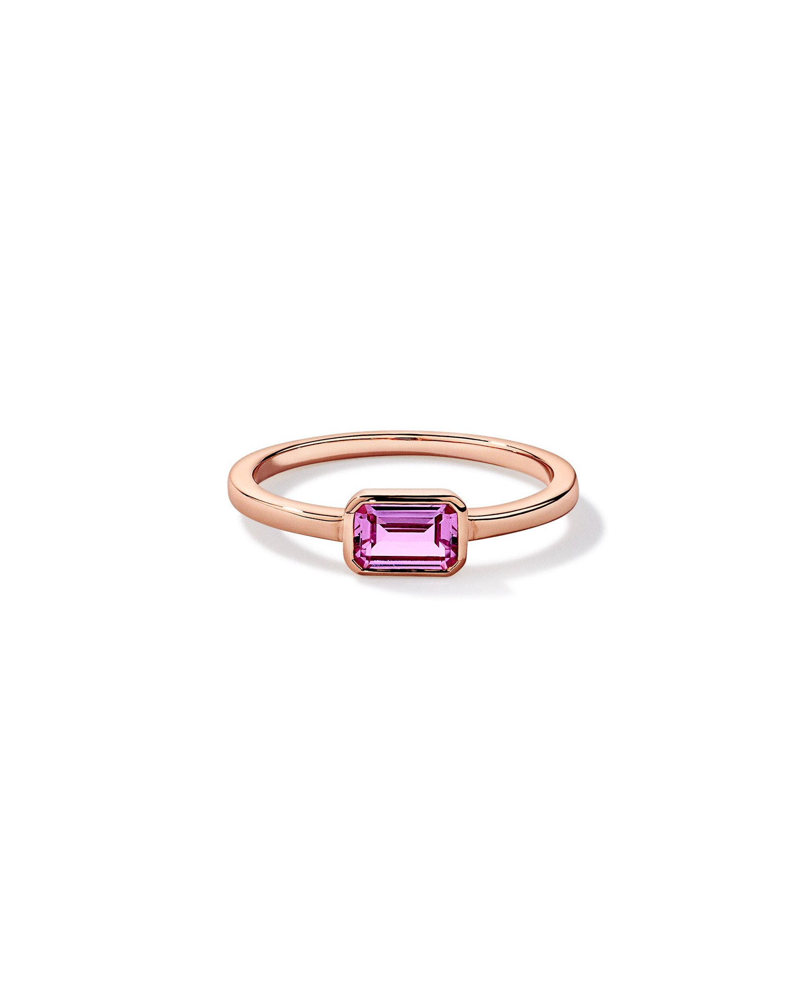 Anneau à lunettes en saphir sculpté d’est en ouest en or rose 10 carats