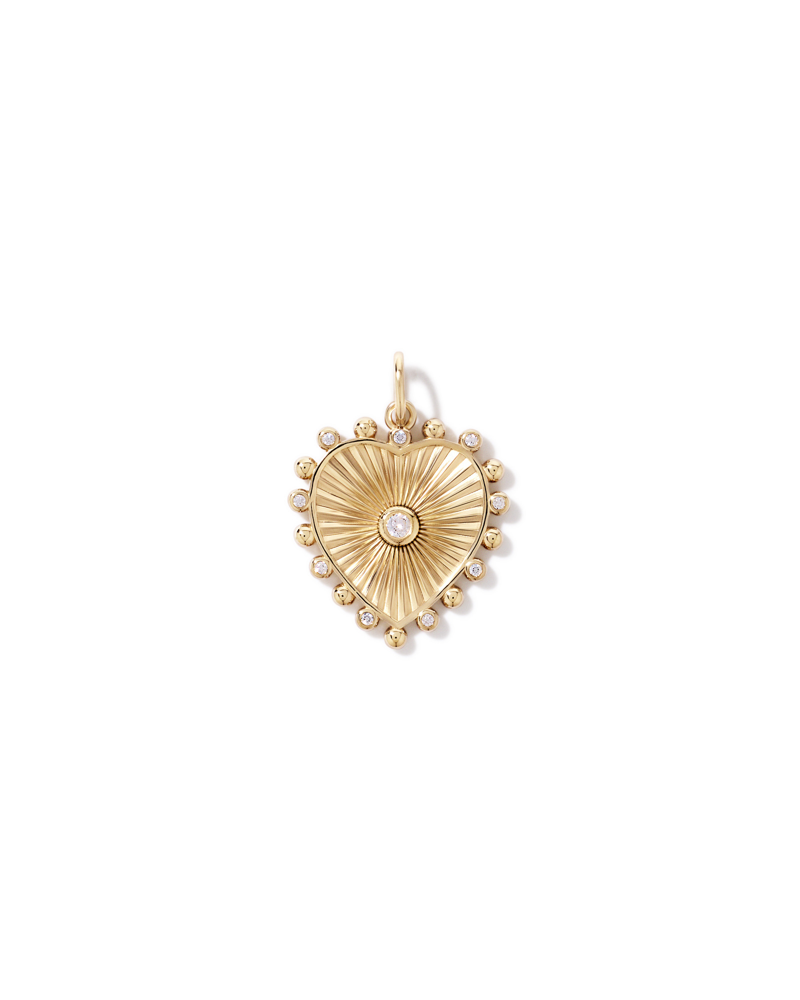 Sunray Heart Cubic Zirconia Pendant in 18kt Yellow Gold Vermeil