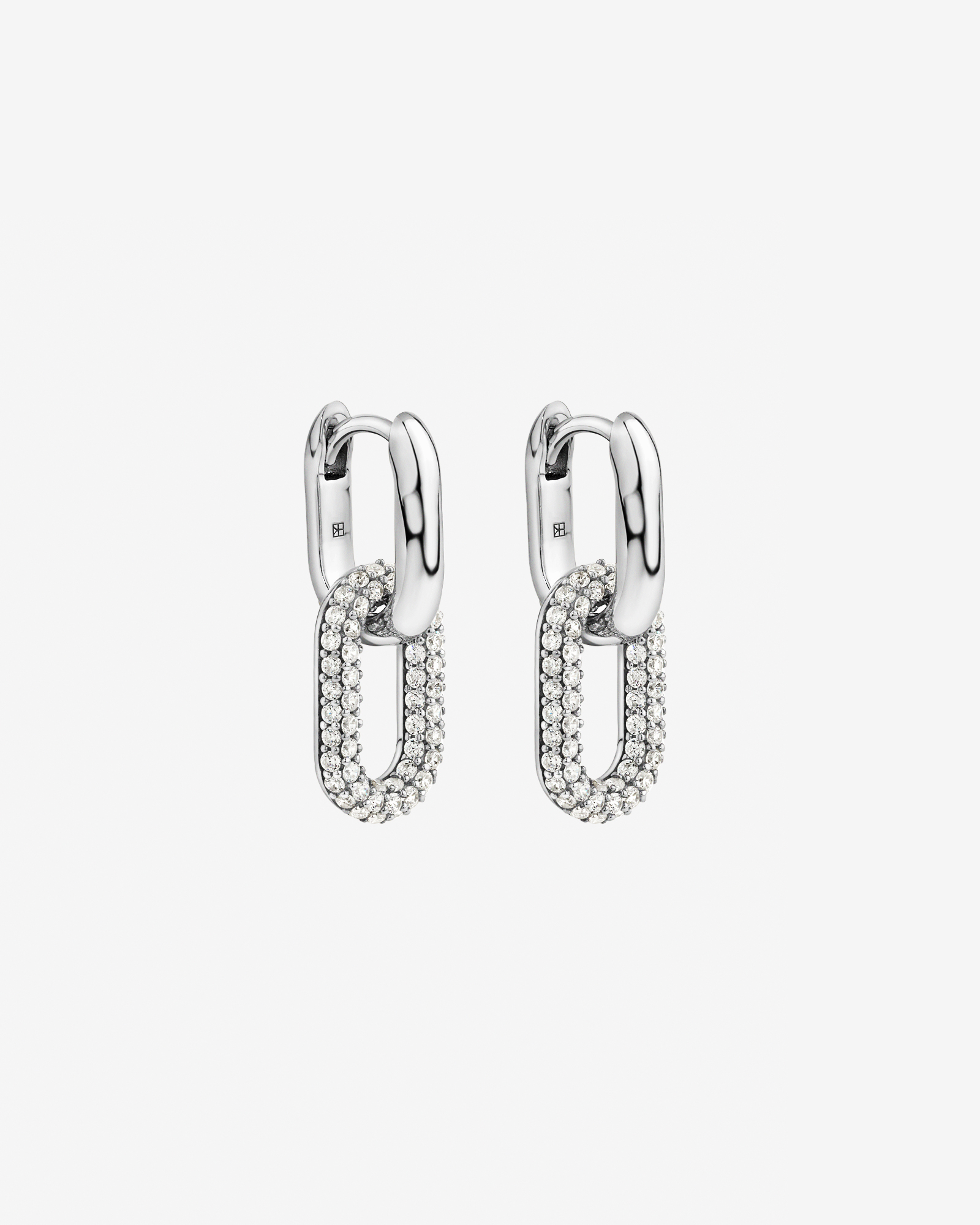 Paperclip Drop Huggie Earrings in Sterling Silver