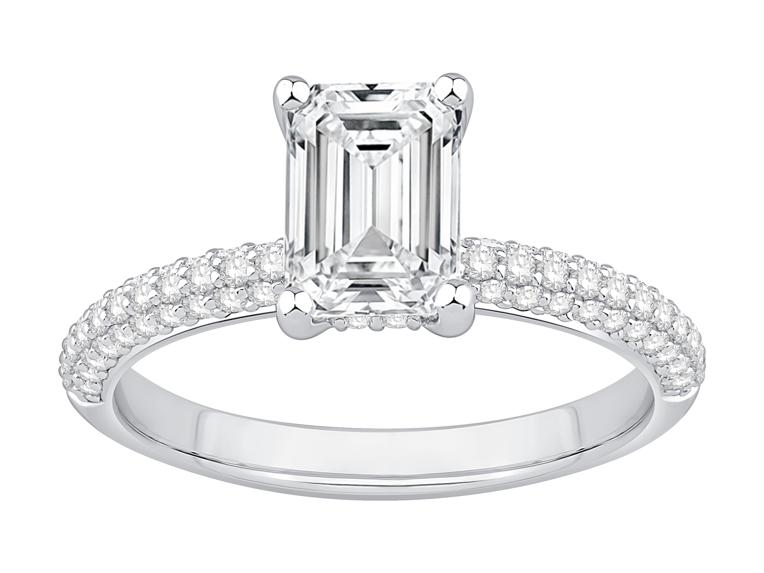 1.94 Carat TW Emerald Cut Laboratory-Grown Diamond Engagement Ring in 14kt White Gold