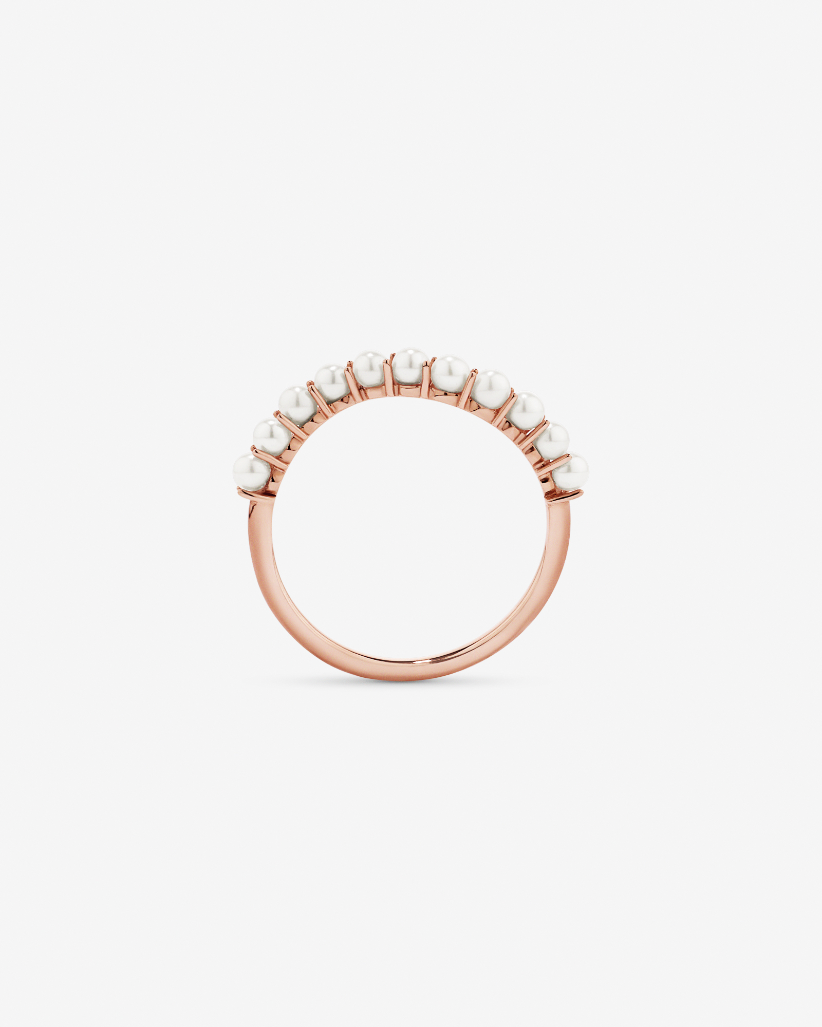 Cultured Freshwater Pearl Wave Band Ring 10kt Rose Gold