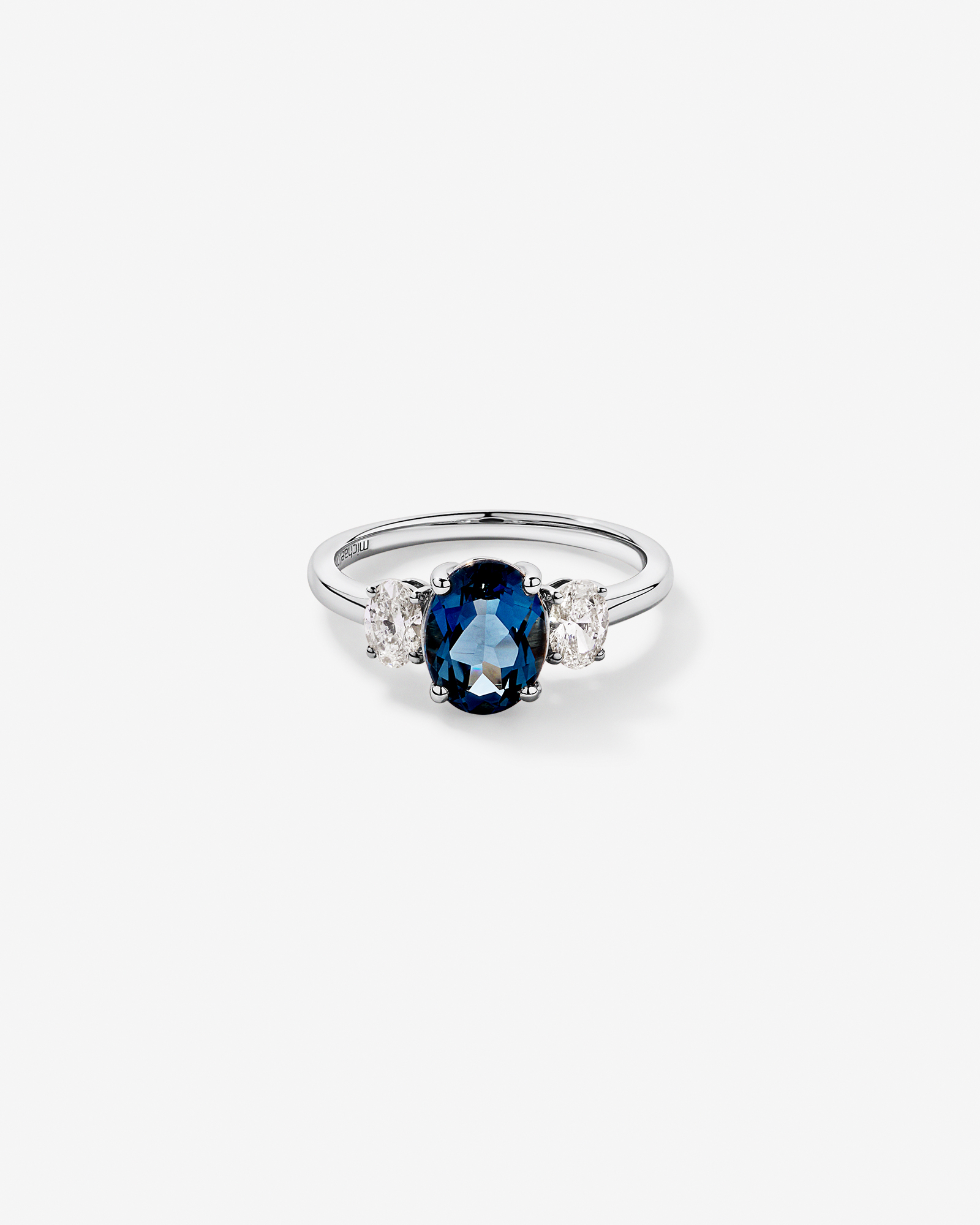 London Blue Topaz Ring with .46 Carat TW Diamonds 14kt White Gold