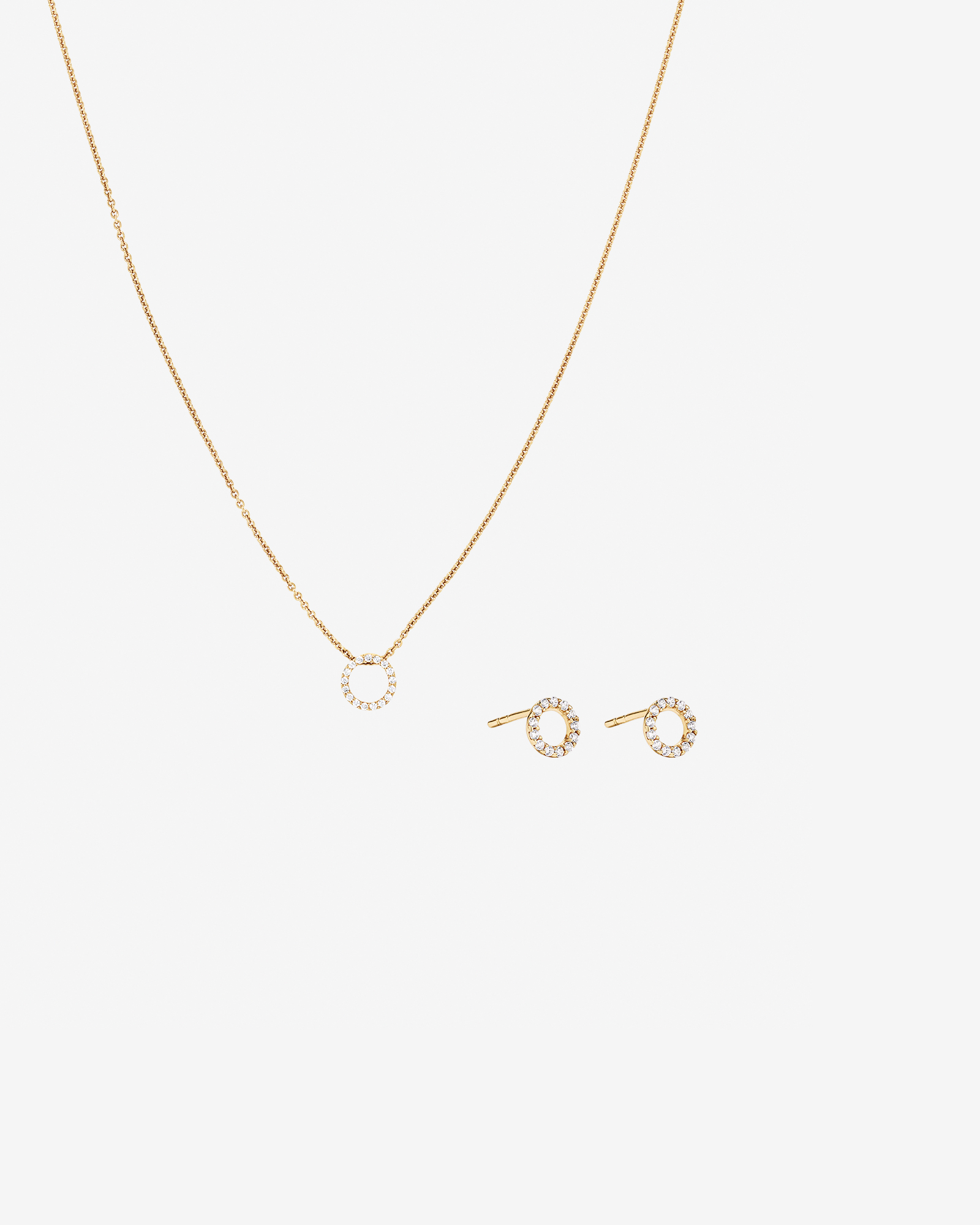 Circle Necklace & Earring Set in 18kt Vermeil with Cubic Zirconia