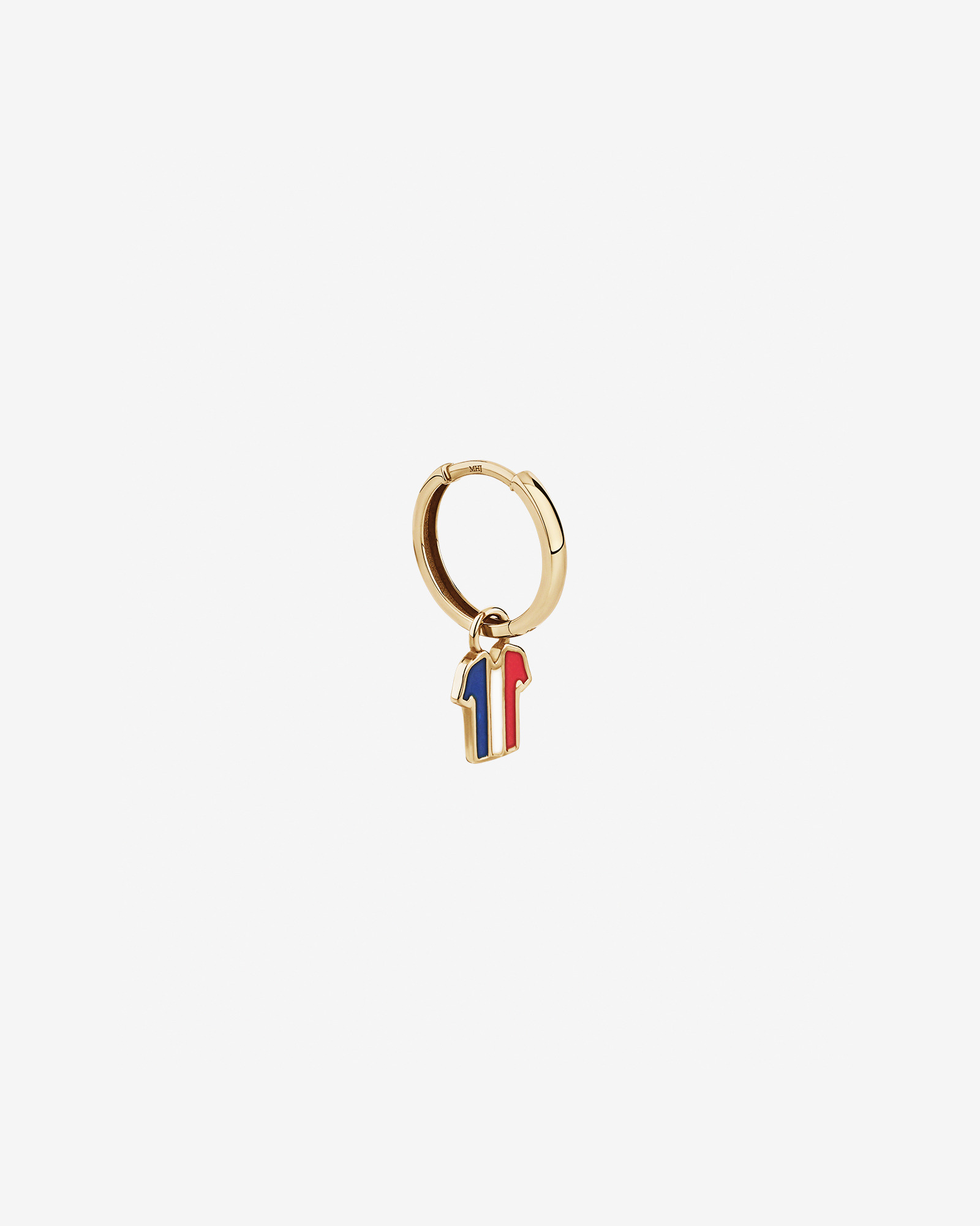 Porte-bonheur de boucles d’oreilles en maillot de France en Vermeil 18Kt