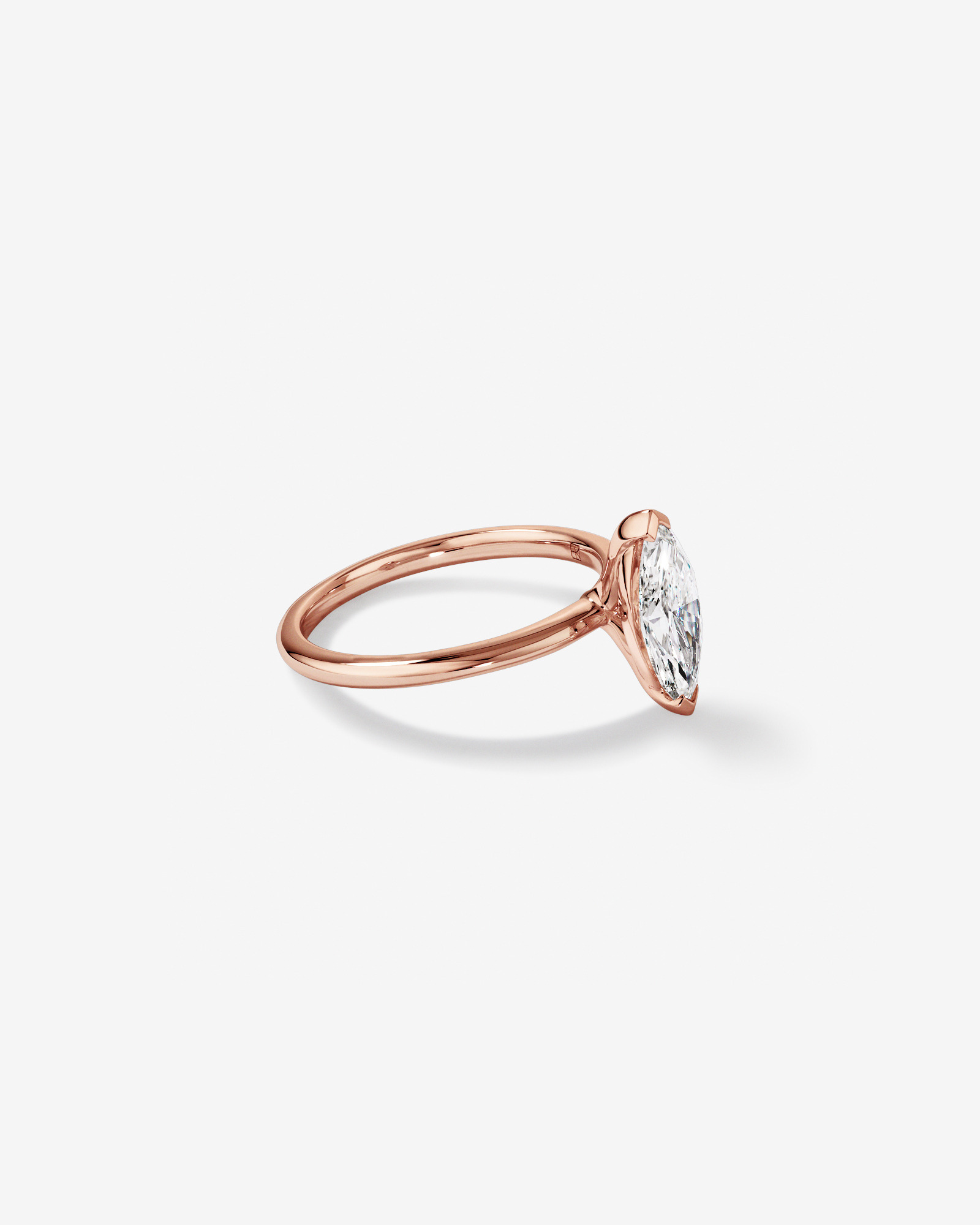 Bague de fiançailles solitaire en diamant cultivé en laboratoire TW Marquise de 1,25 carat en or rose 14 carats