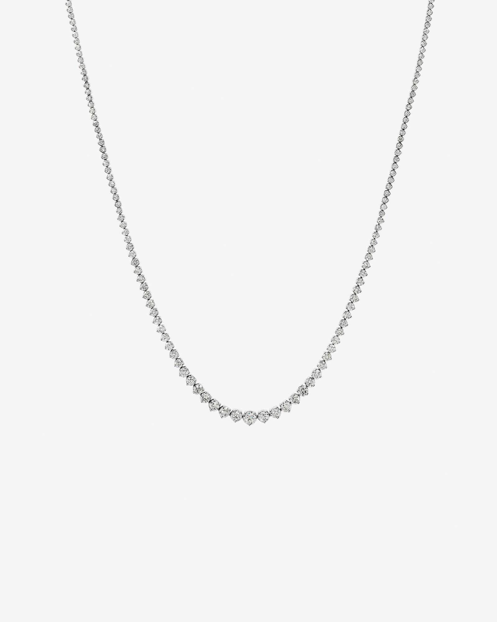 Collier de tennis TW Graduation Diamond Riviera de 10,00 carats en or blanc 18 carats
