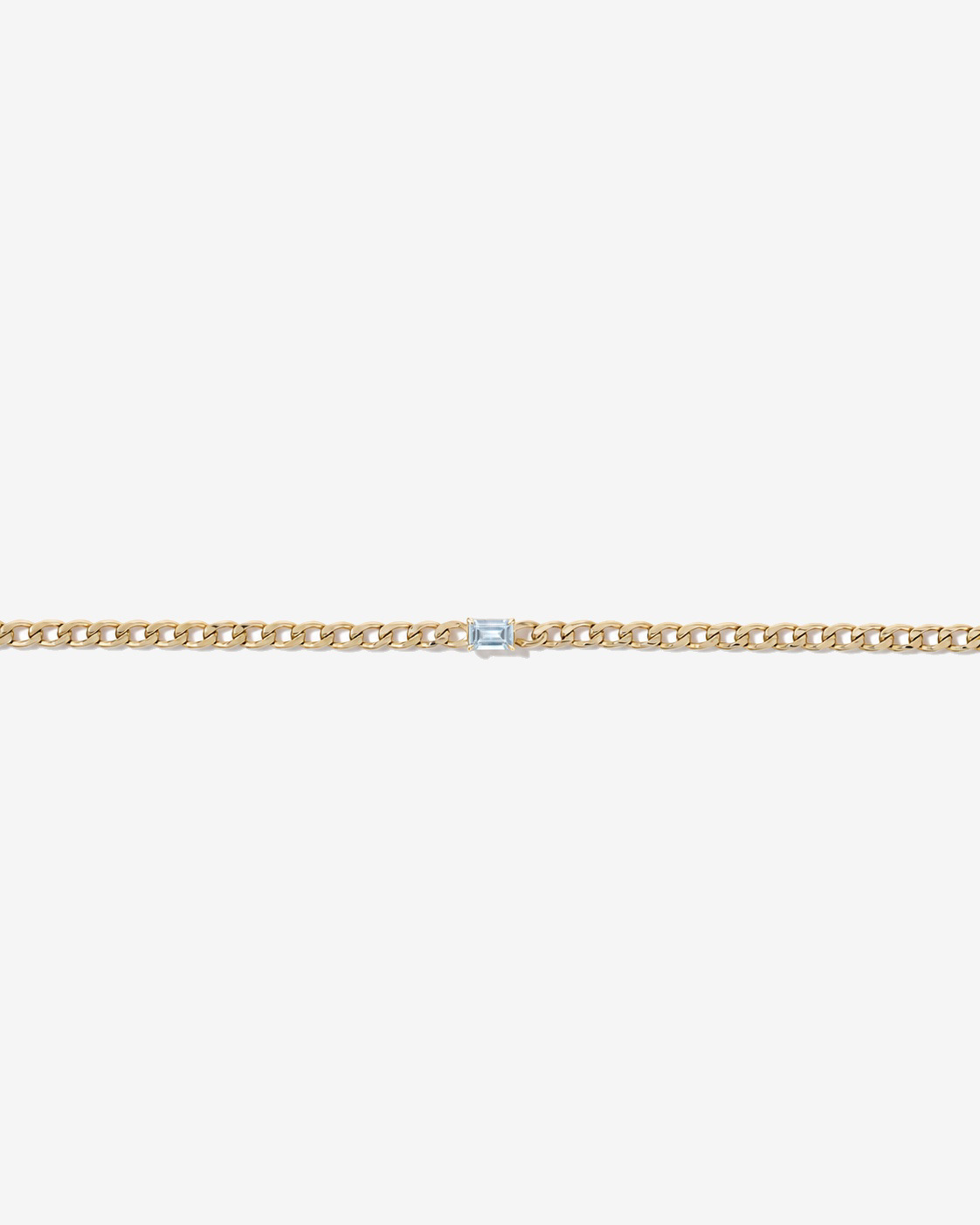 Aquamarine Curb Link Bracelet in 10kt Yellow Gold