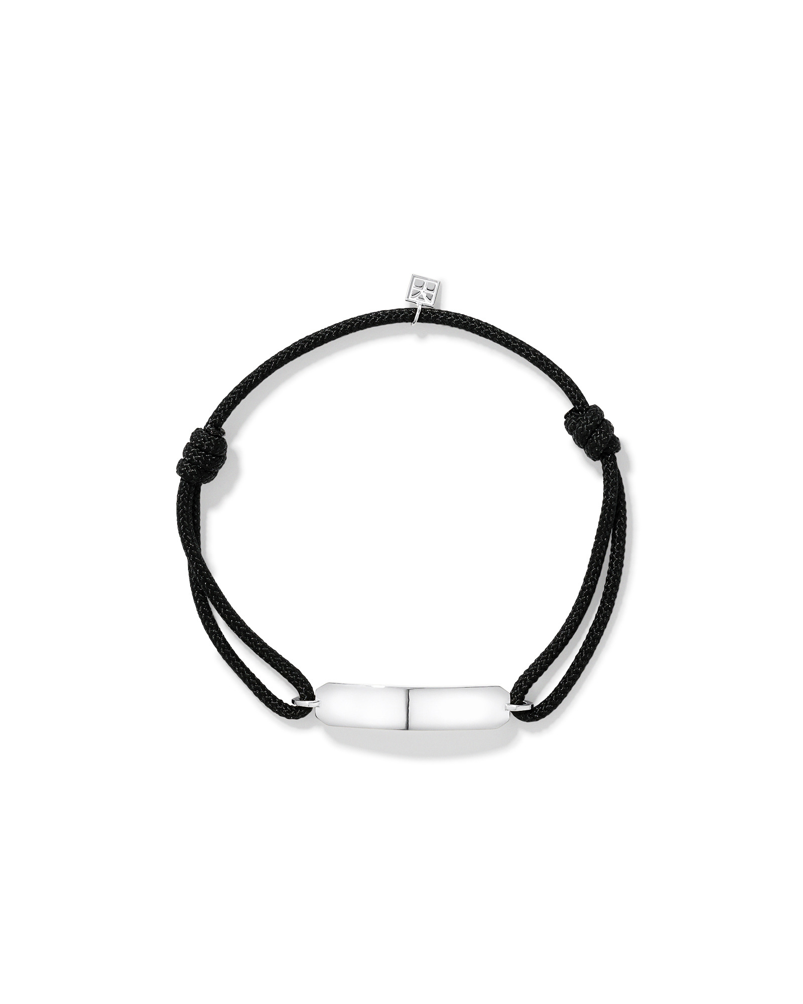 Bracelet d’identification à cordon noir gravable en argent sterling
