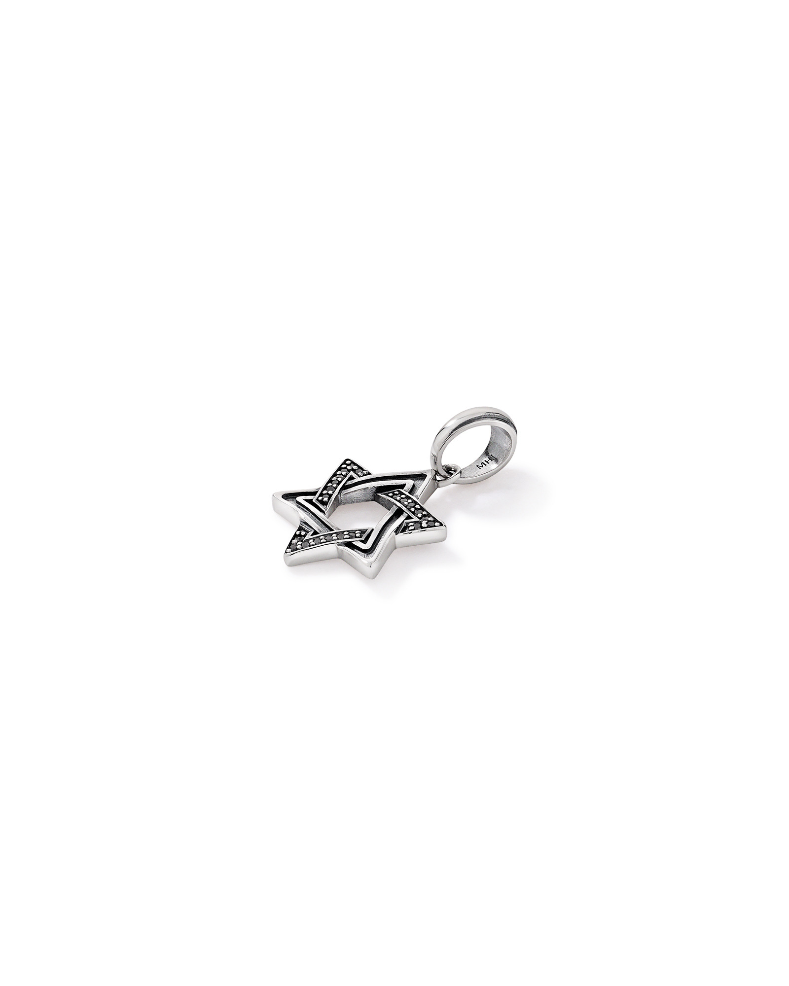 Pendentif Étoile de David en argent sterling avec diamant noir de 0,11 carat