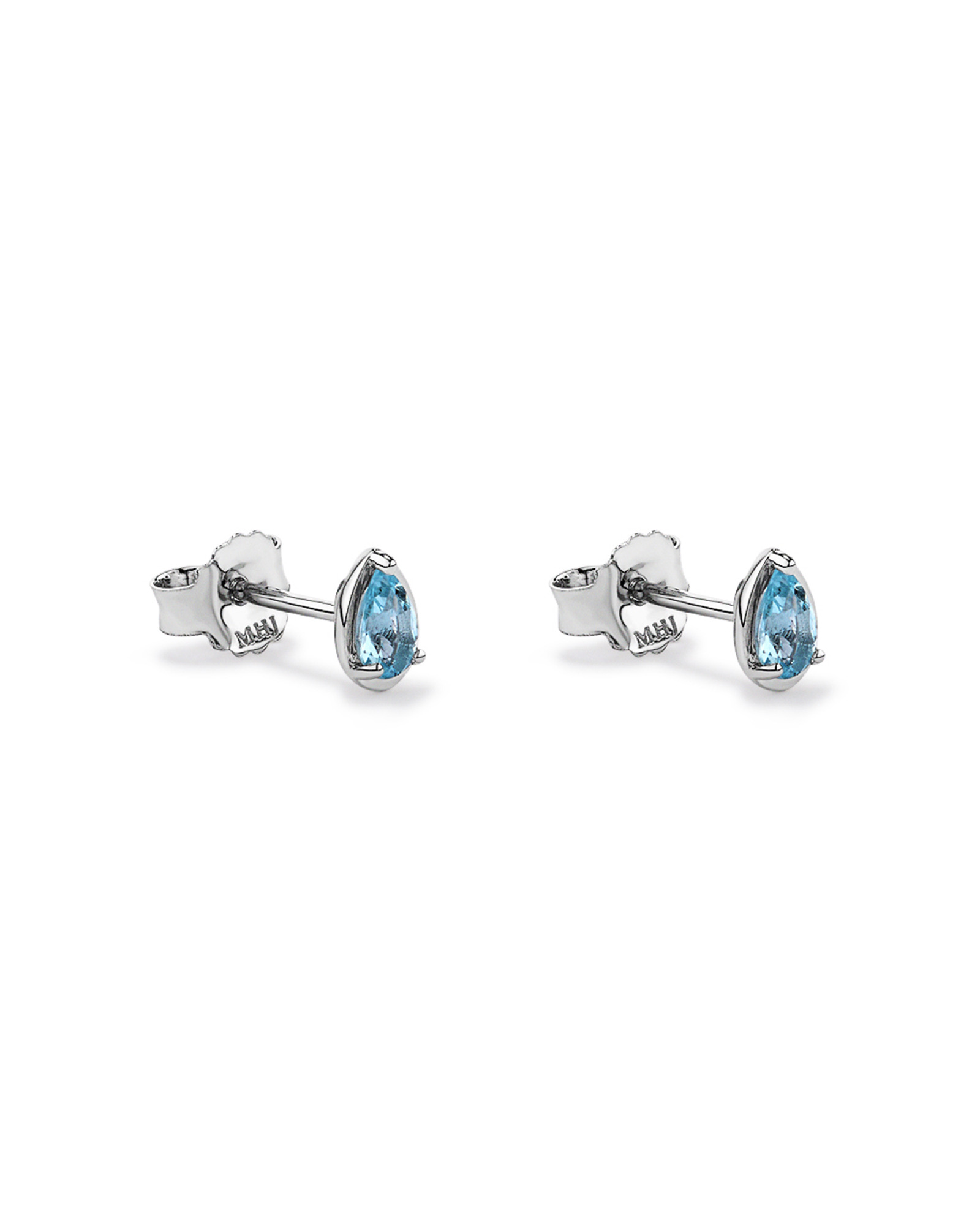 Pear-Cut Aquamarine Stud Earrings in Sterling Silver