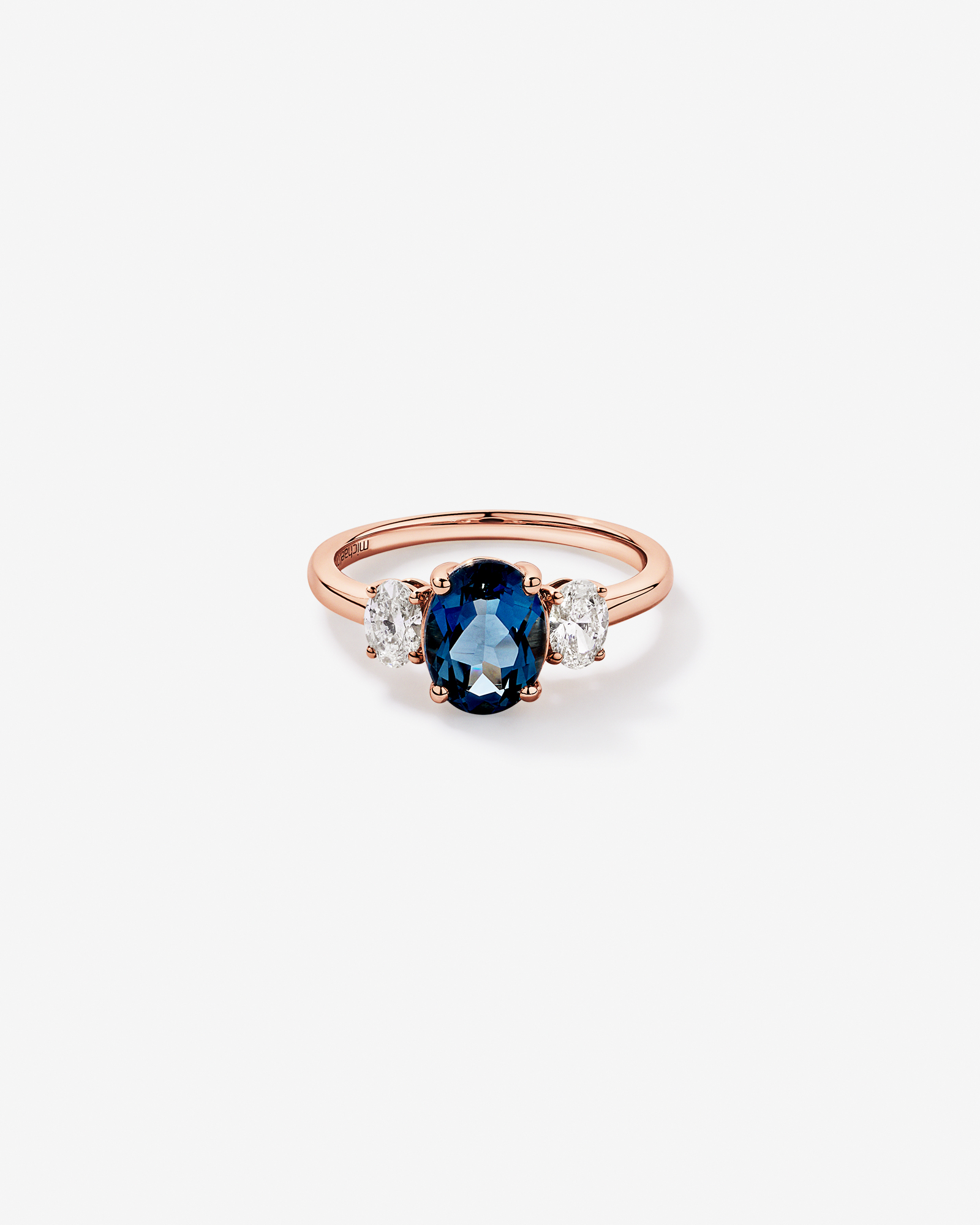 London Blue Topaz Ring with .46 Carat TW Diamonds 14kt Rose Gold