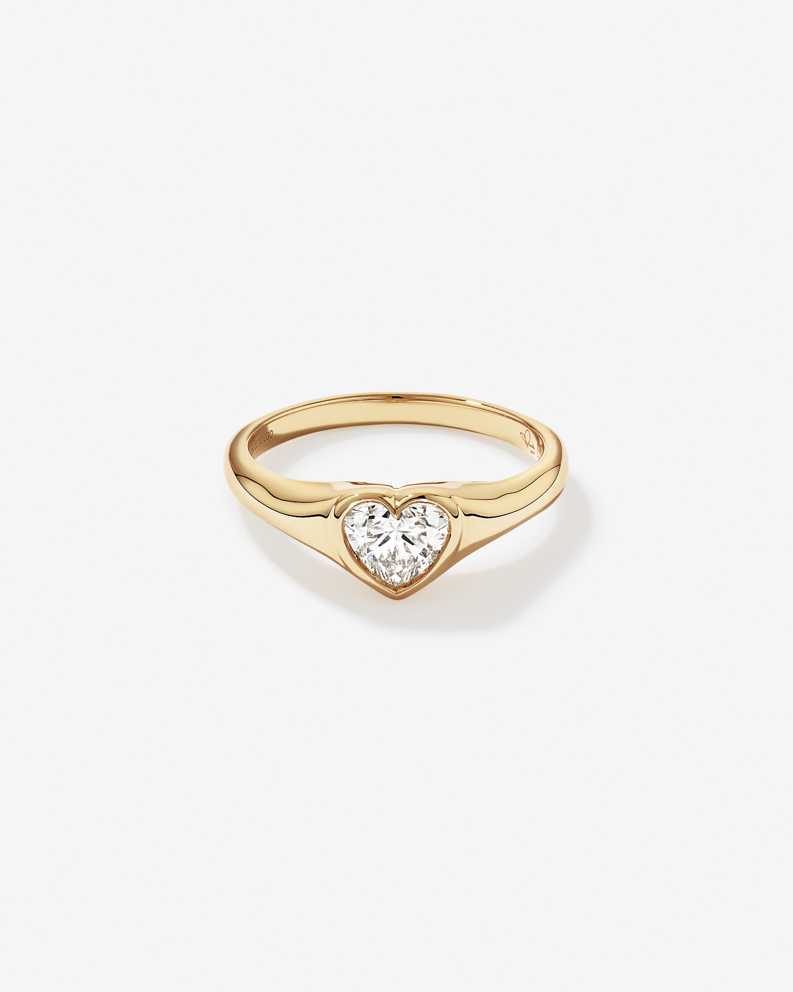 Bague cœur en diamant TW cultivée laboratoire 0,70 carat or jaune 10 carats