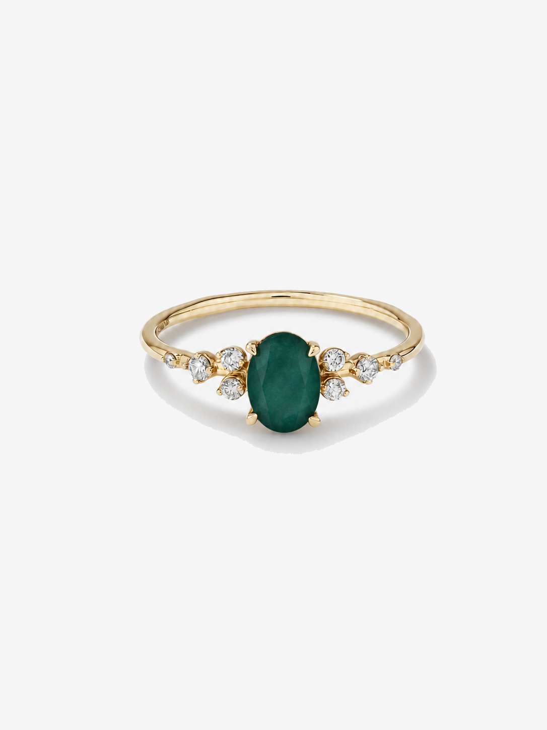 Emerald and 0.12 Carat TW Diamond Ring 10kt Yellow Gold